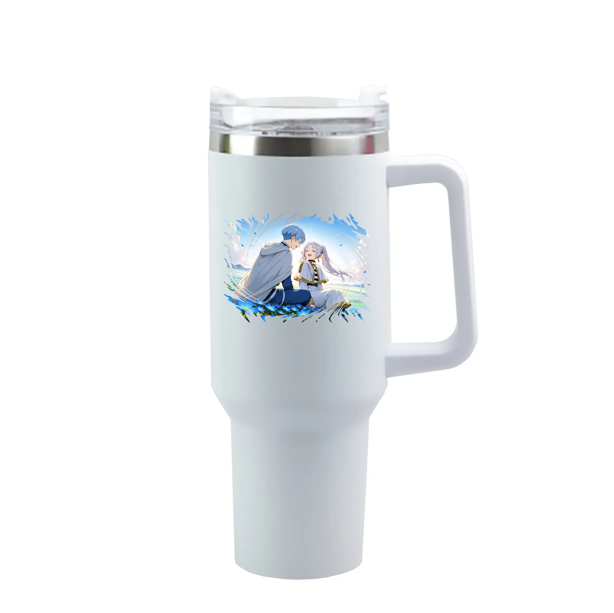 葬送のフリーレン（Frieren） グッズ,ヒンメル（Himmel） - 1200mL 車用タンブラー ・ クリスタルステッカー ・ 304ステンレス 内側 ・ 201ステンレス 外側 ・ 保温 保冷 ・ ハンドル＆ストロー付き ・ 通勤 ドライブ アウトドア用