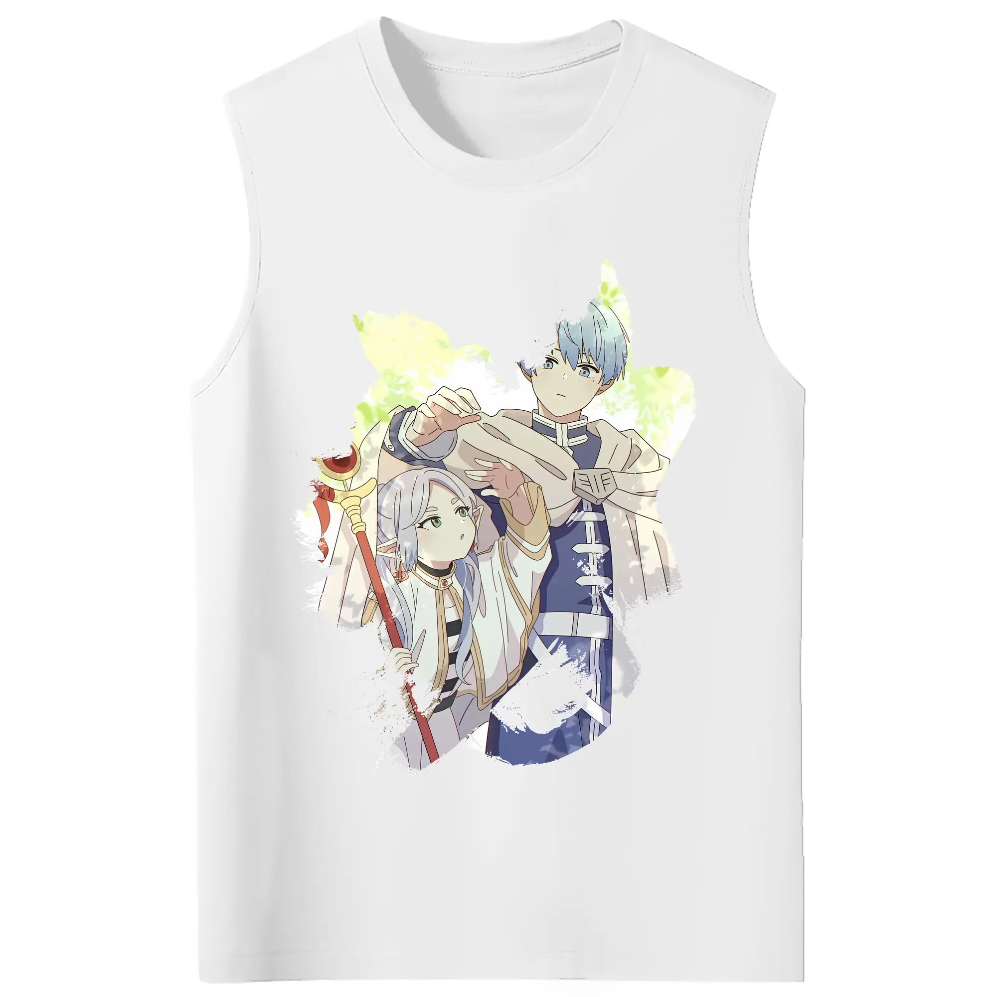 葬送のフリーレン（Frieren） グッズ,ヒンメル（Himmel） - コットン100％ タンクトップ ・ フロントプリント ・ タイトフィット ・ 快適 通気性 ・ スポーツ カジュアル 散歩用