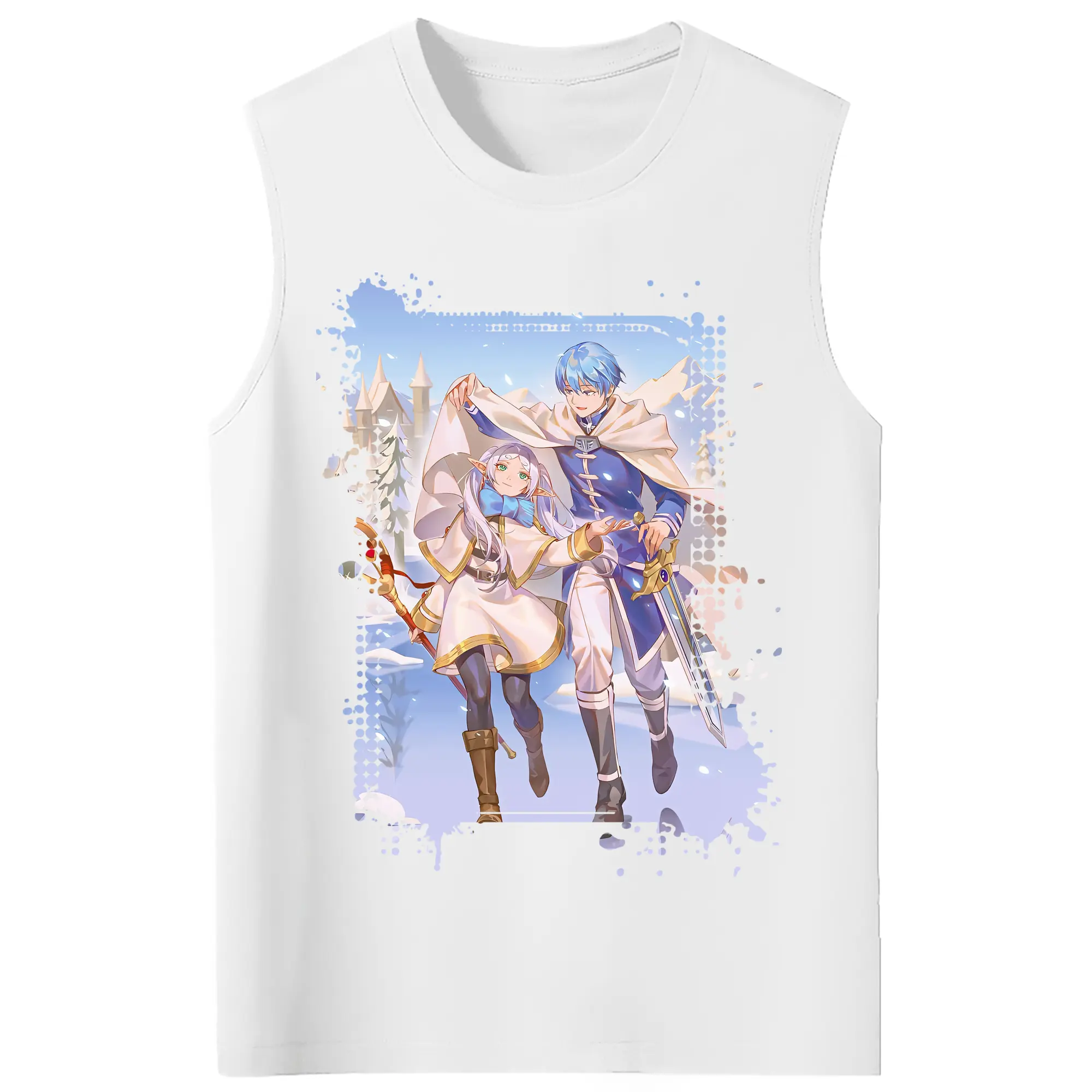 葬送のフリーレン（Frieren） グッズ,ヒンメル（Himmel） - コットン100％ タンクトップ ・ フロントプリント ・ タイトフィット ・ 快適 通気性 ・ スポーツ カジュアル 散歩用