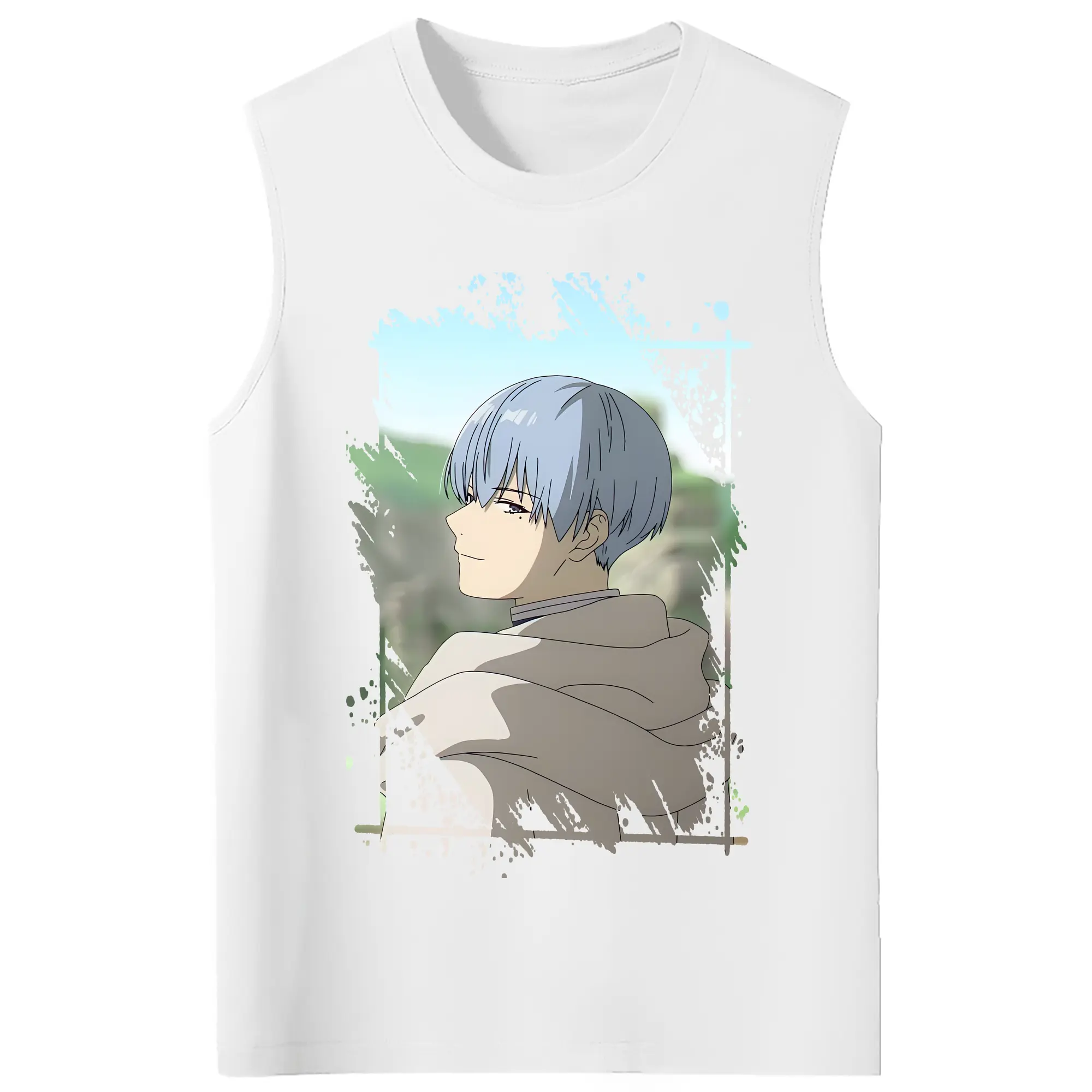 葬送のフリーレン（Frieren） グッズ,ヒンメル（Himmel） - コットン100％ タンクトップ ・ フロントプリント ・ タイトフィット ・ 快適 通気性 ・ スポーツ カジュアル 散歩用