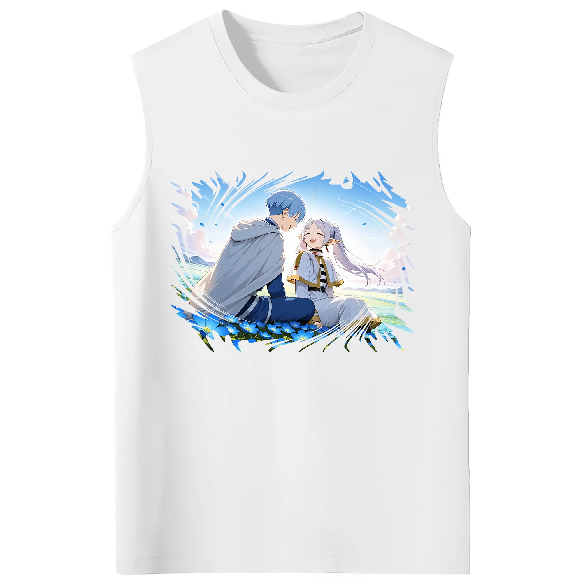 葬送のフリーレン（Frieren） グッズ,ヒンメル（Himmel） - コットン100％ タンクトップ ・ フロントプリント ・ タイトフィット ・ 快適 通気性 ・ スポーツ カジュアル 散歩用
