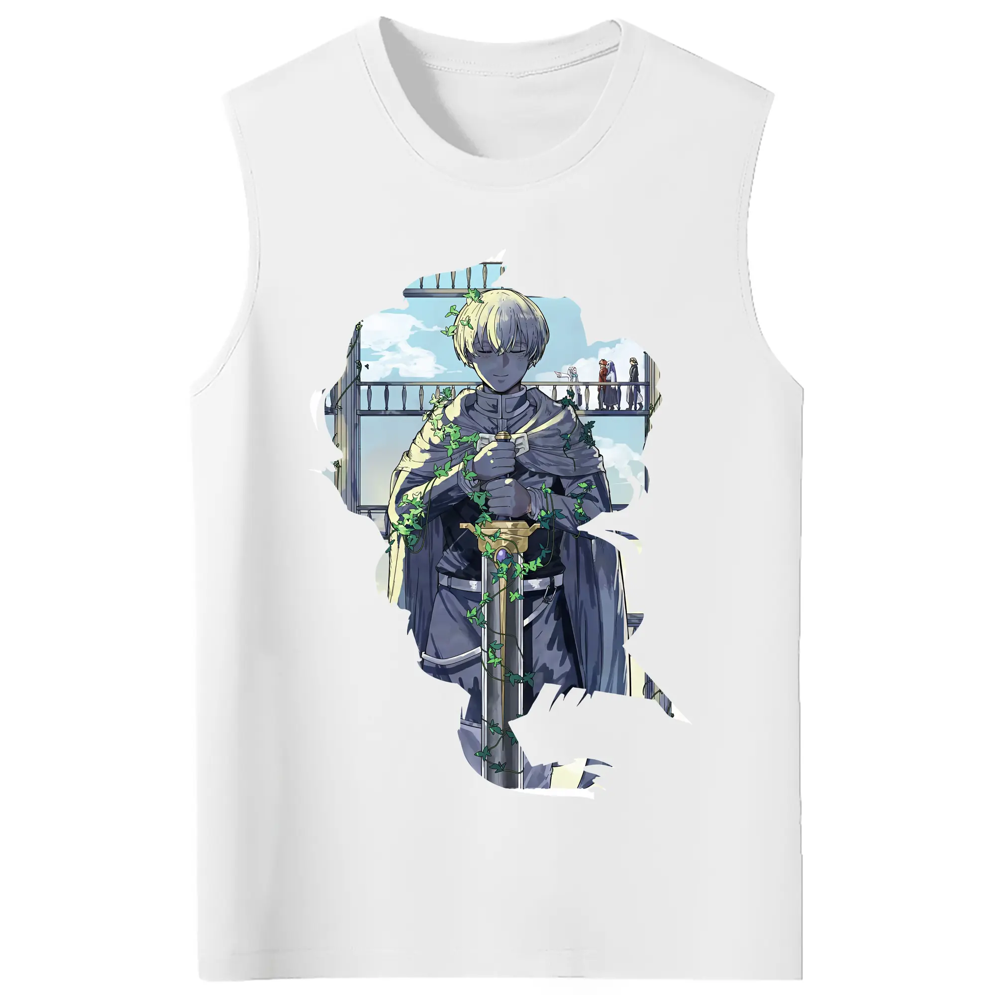 葬送のフリーレン（Frieren） グッズ,ヒンメル（Himmel） - コットン100％ タンクトップ ・ フロントプリント ・ タイトフィット ・ 快適 通気性 ・ スポーツ カジュアル 散歩用
