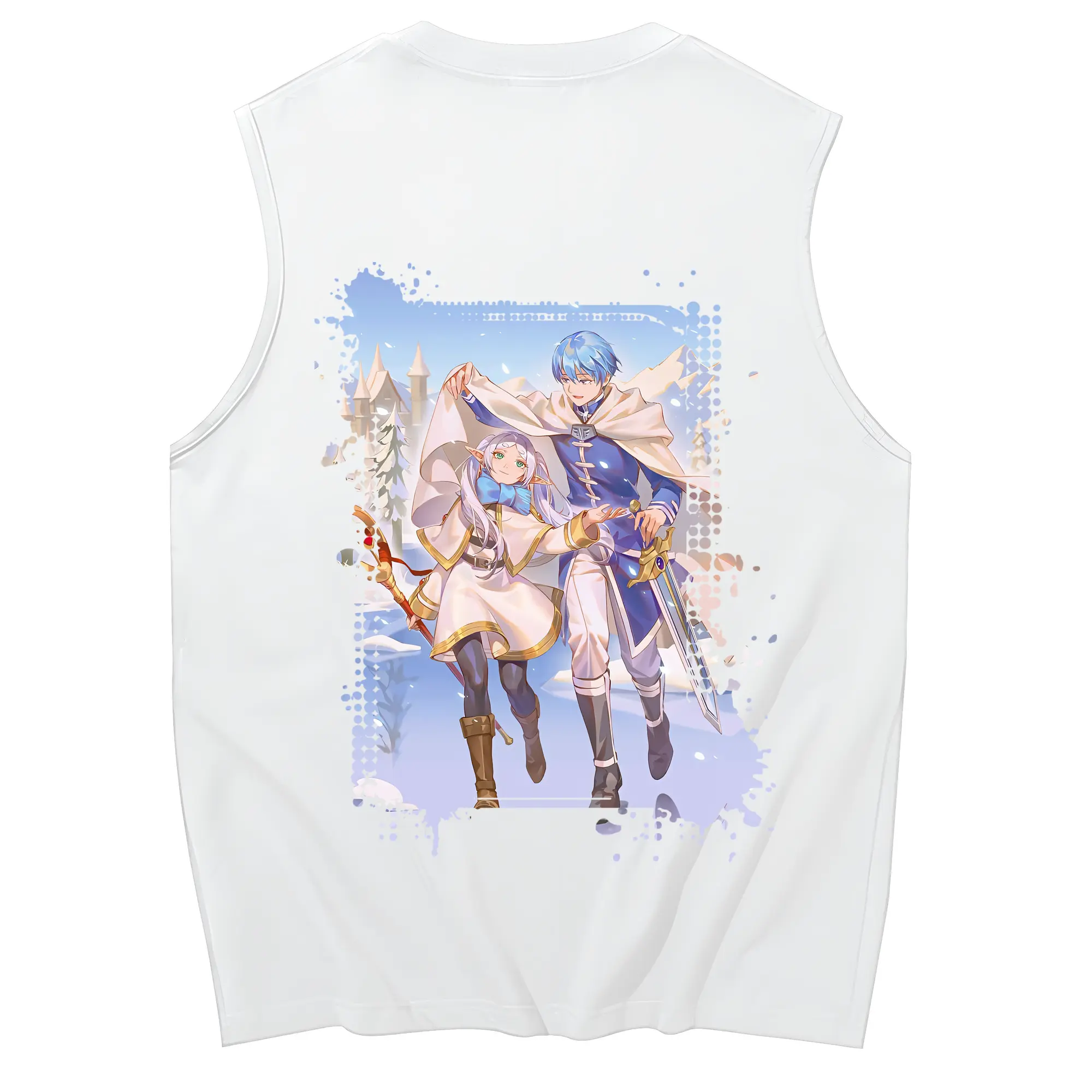 葬送のフリーレン（Frieren） グッズ,ヒンメル（Himmel） - コットン100％ タンクトップ ・ 背面プリント ・ タイトシルエット ・ 快適 通気性 ・ スポーツ カジュアル 散歩用