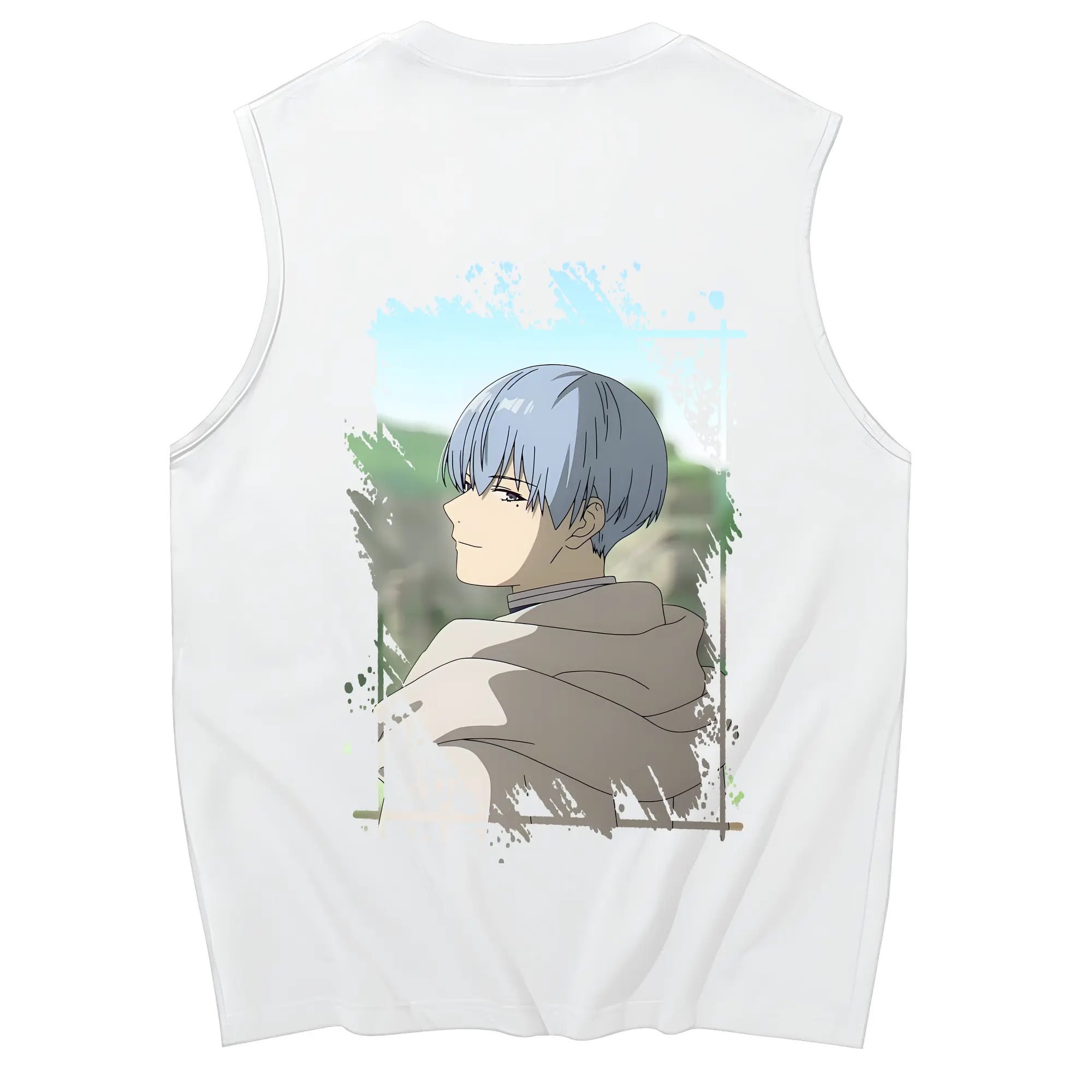 葬送のフリーレン（Frieren） グッズ,ヒンメル（Himmel） - コットン100％ タンクトップ ・ 背面プリント ・ タイトシルエット ・ 快適 通気性 ・ スポーツ カジュアル 散歩用