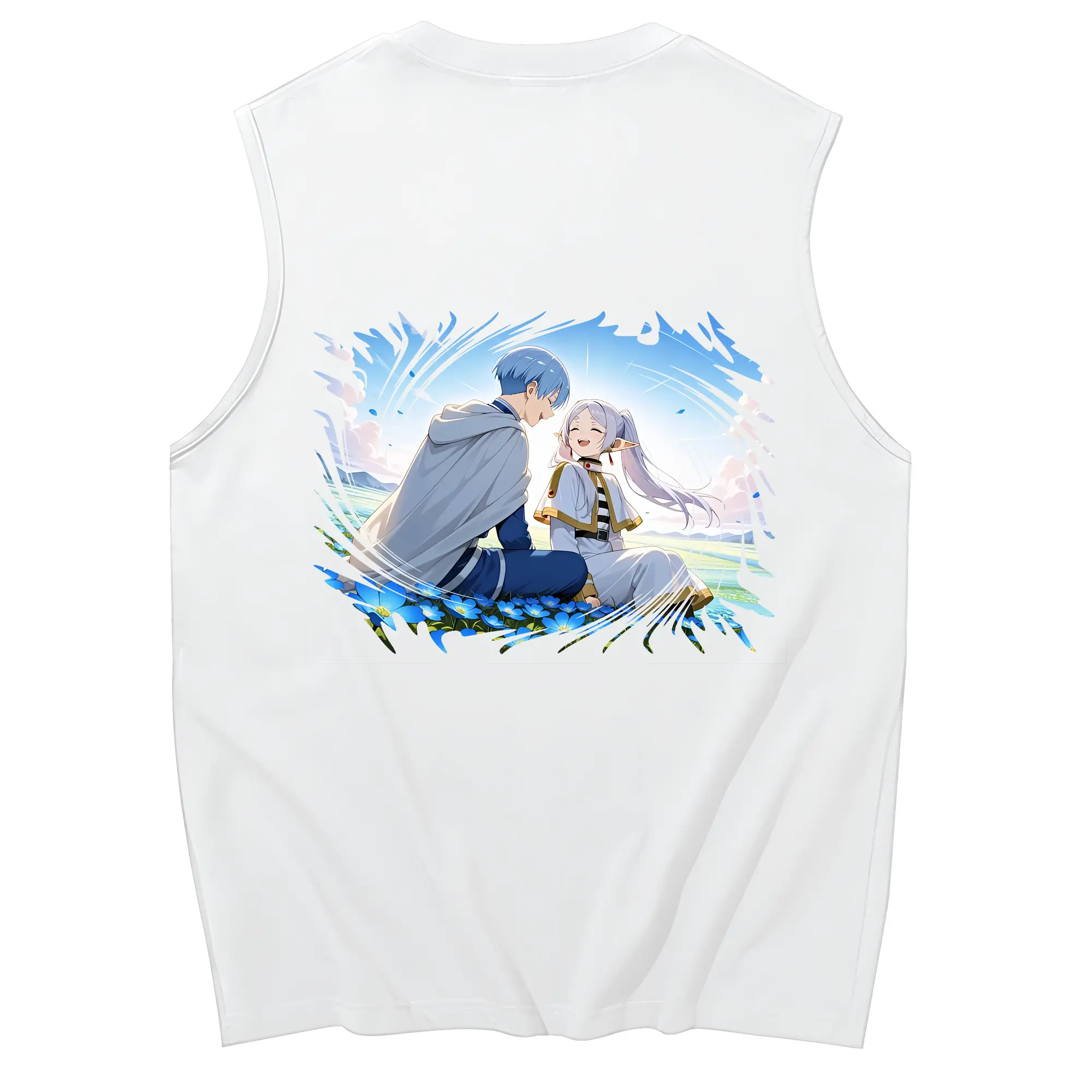 葬送のフリーレン（Frieren） グッズ,ヒンメル（Himmel） - コットン100％ タンクトップ ・ 背面プリント ・ タイトシルエット ・ 快適 通気性 ・ スポーツ カジュアル 散歩用