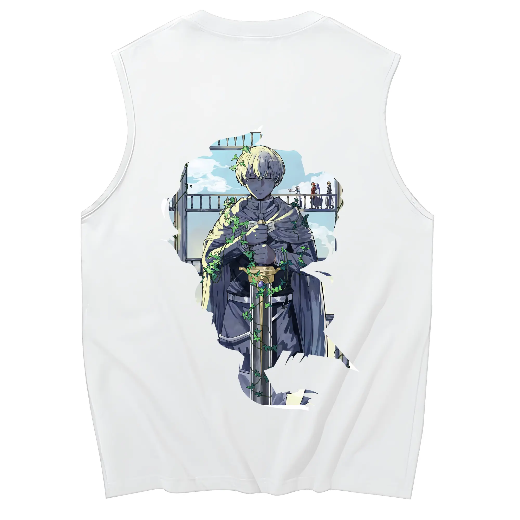 葬送のフリーレン（Frieren） グッズ,ヒンメル（Himmel） - コットン100％ タンクトップ ・ 背面プリント ・ タイトシルエット ・ 快適 通気性 ・ スポーツ カジュアル 散歩用