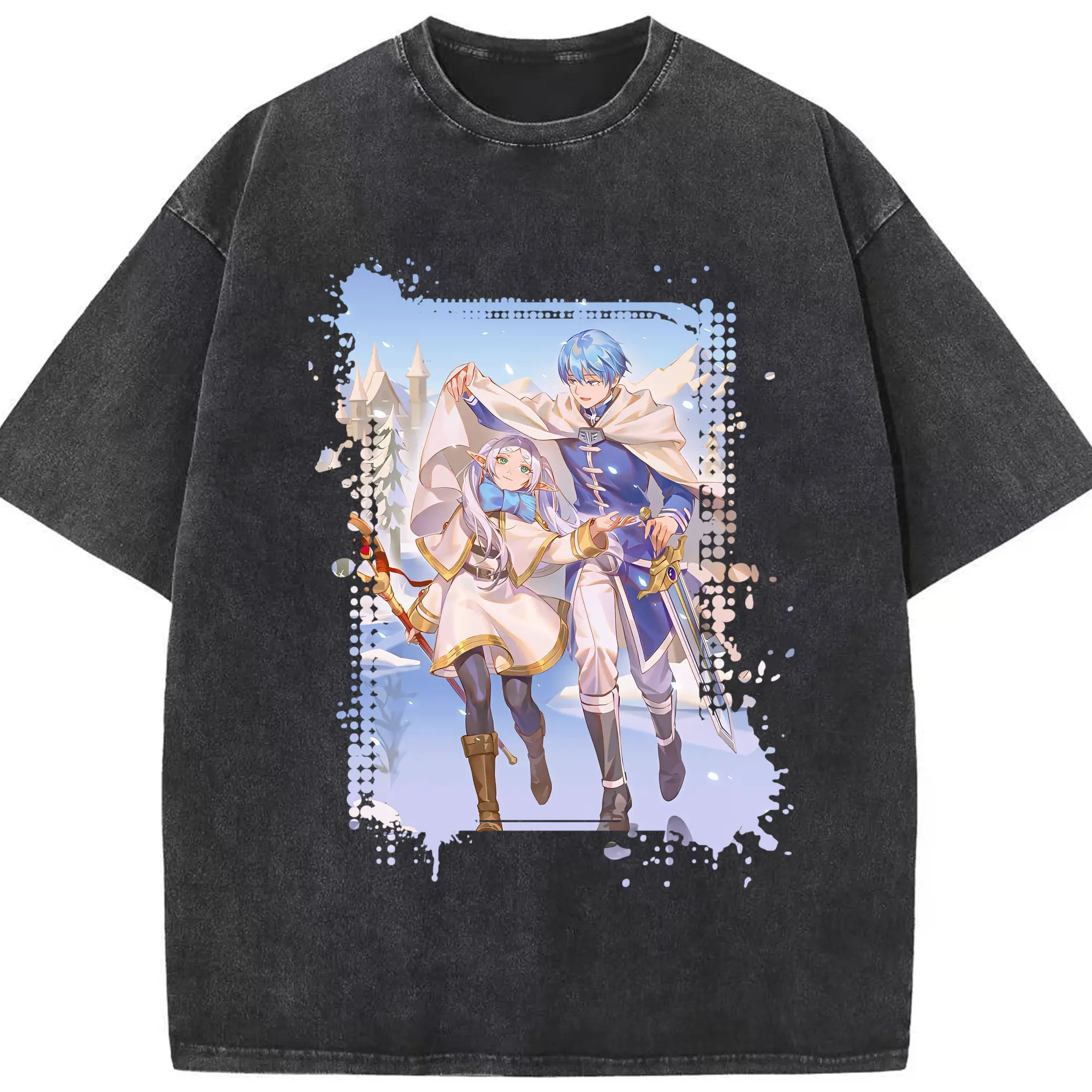 葬送のフリーレン（Frieren） グッズ,ヒンメル（Himmel） - 綿100％ ヴィンテージ風 半袖Tシャツ ・ フロントプリント ・ 柔らか肌触り ・ 通気性 快適 ・ スポーツ カジュアル 外出用