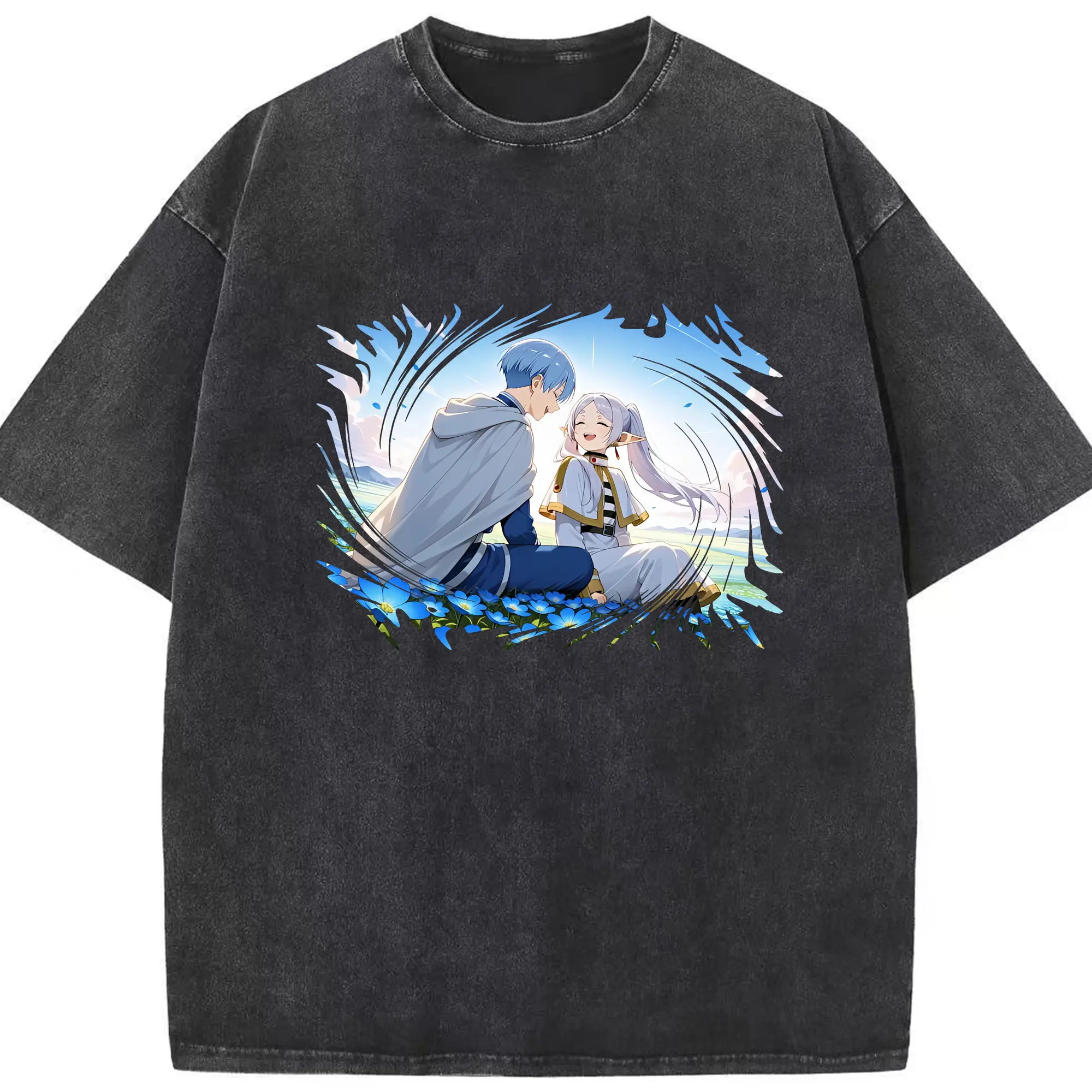 葬送のフリーレン（Frieren） グッズ,ヒンメル（Himmel） - 綿100％ ヴィンテージ風 半袖Tシャツ ・ フロントプリント ・ 柔らか肌触り ・ 通気性 快適 ・ スポーツ カジュアル 外出用
