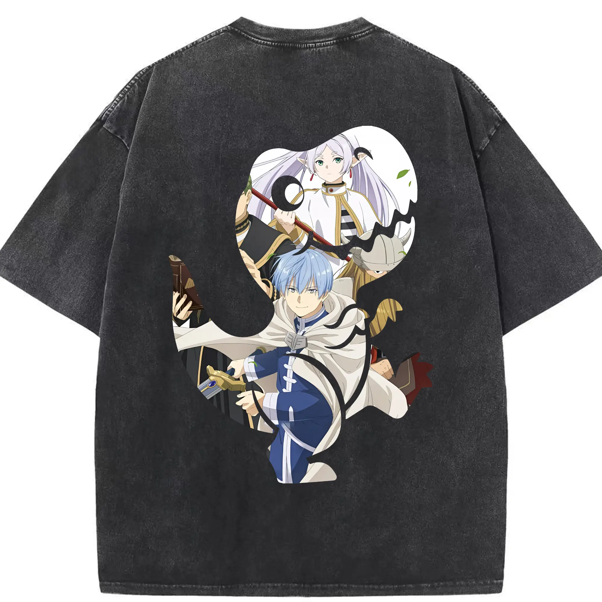 葬送のフリーレン（Frieren） グッズ,ヒンメル（Himmel） - 綿100％ ヴィンテージ風 半袖Tシャツ ・ 背面プリント ・ 柔らか肌触り ・ 通気性 快適 ・ スポーツ カジュアル 外出用