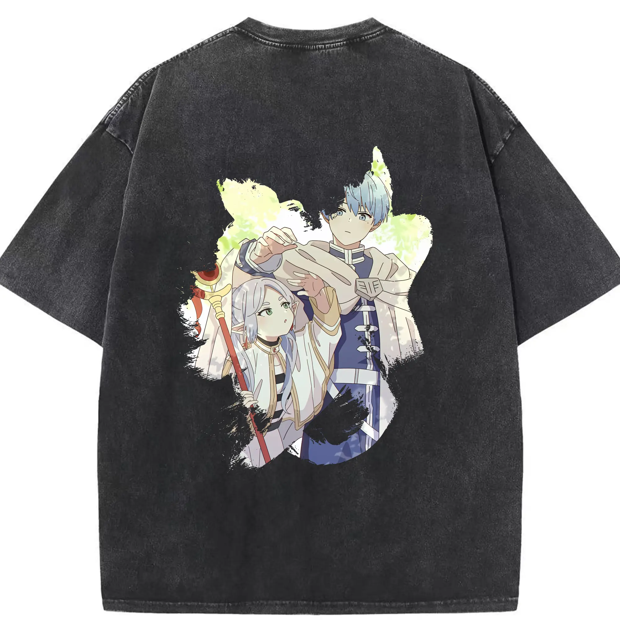 葬送のフリーレン（Frieren） グッズ,ヒンメル（Himmel） - 綿100％ ヴィンテージ風 半袖Tシャツ ・ 背面プリント ・ 柔らか肌触り ・ 通気性 快適 ・ スポーツ カジュアル 外出用