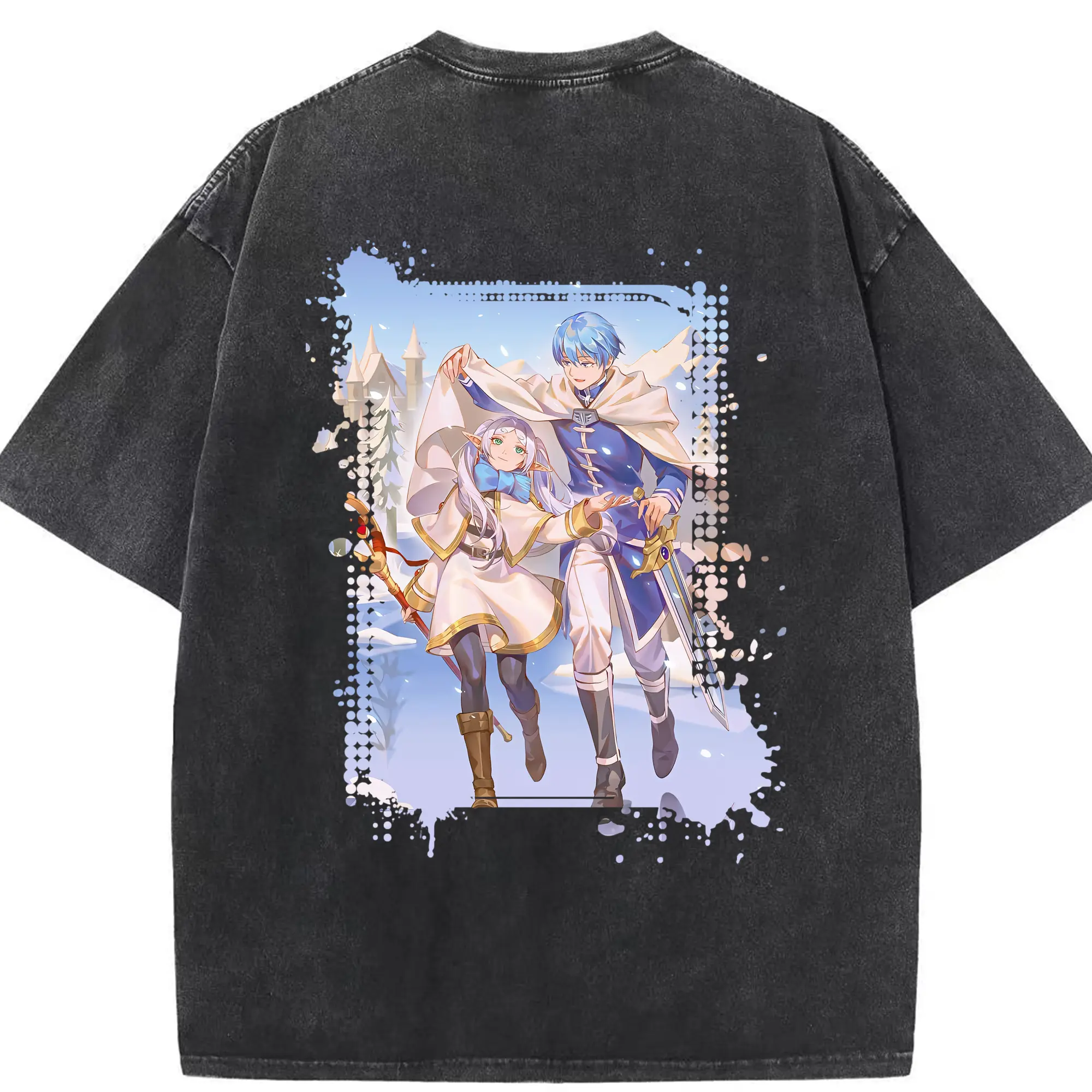 葬送のフリーレン（Frieren） グッズ,ヒンメル（Himmel） - 綿100％ ヴィンテージ風 半袖Tシャツ ・ 背面プリント ・ 柔らか肌触り ・ 通気性 快適 ・ スポーツ カジュアル 外出用