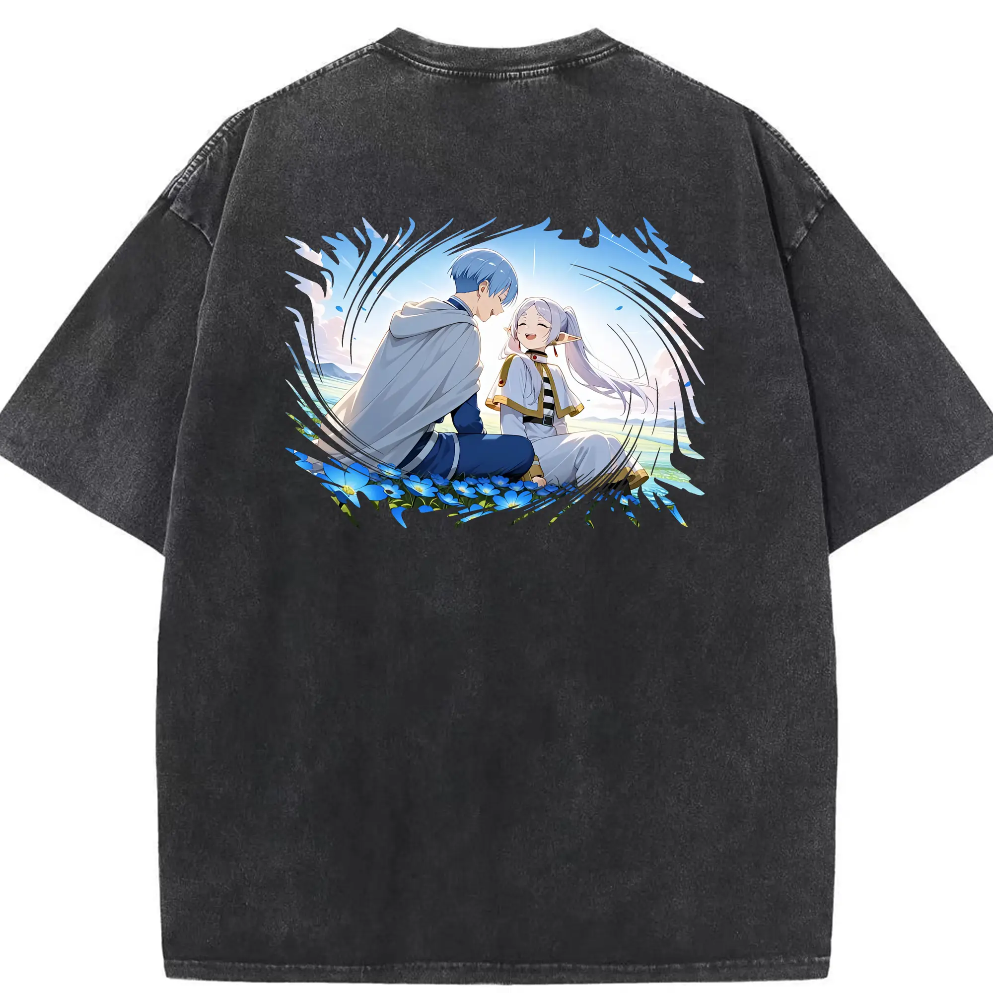 葬送のフリーレン（Frieren） グッズ,ヒンメル（Himmel） - 綿100％ ヴィンテージ風 半袖Tシャツ ・ 背面プリント ・ 柔らか肌触り ・ 通気性 快適 ・ スポーツ カジュアル 外出用