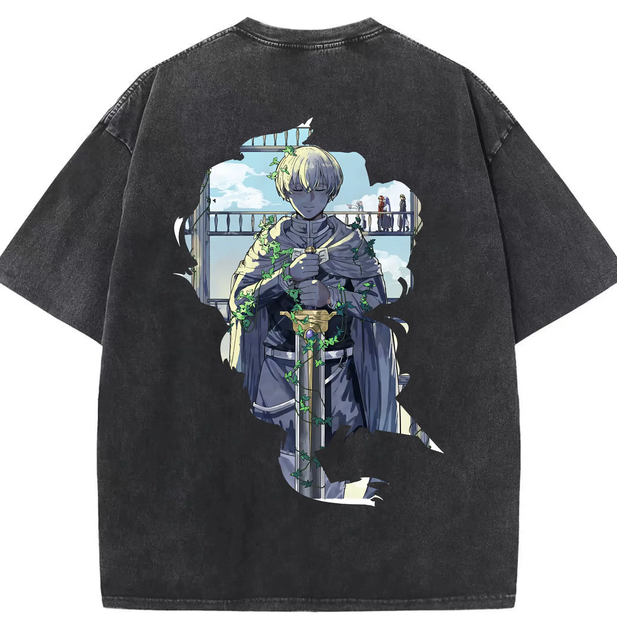 葬送のフリーレン（Frieren） グッズ,ヒンメル（Himmel） - 綿100％ ヴィンテージ風 半袖Tシャツ ・ 背面プリント ・ 柔らか肌触り ・ 通気性 快適 ・ スポーツ カジュアル 外出用