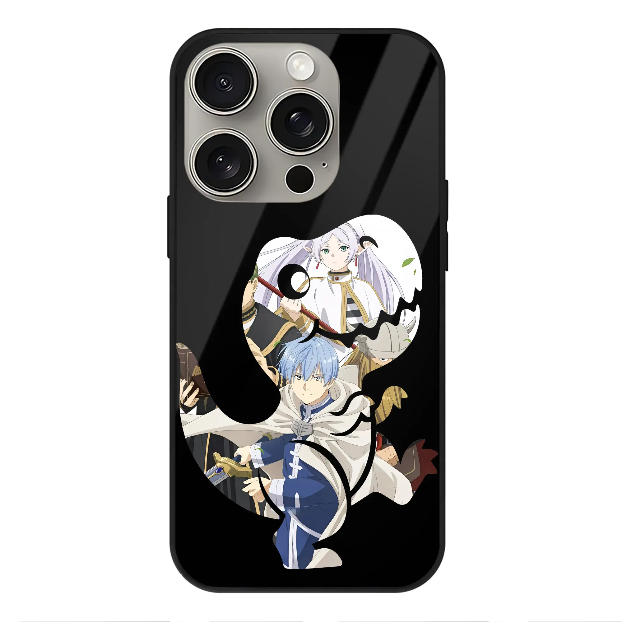 葬送のフリーレン（Frieren） グッズ,ヒンメル（Himmel） - IPhone15Pro対応 ・ スマホケース ・ 背面ガラス ・ TPU+強化ガラス ・ 耐衝撃 ・ 黄変防止 ・ ワイヤレス充電対応 ・ 3D立体ボタン