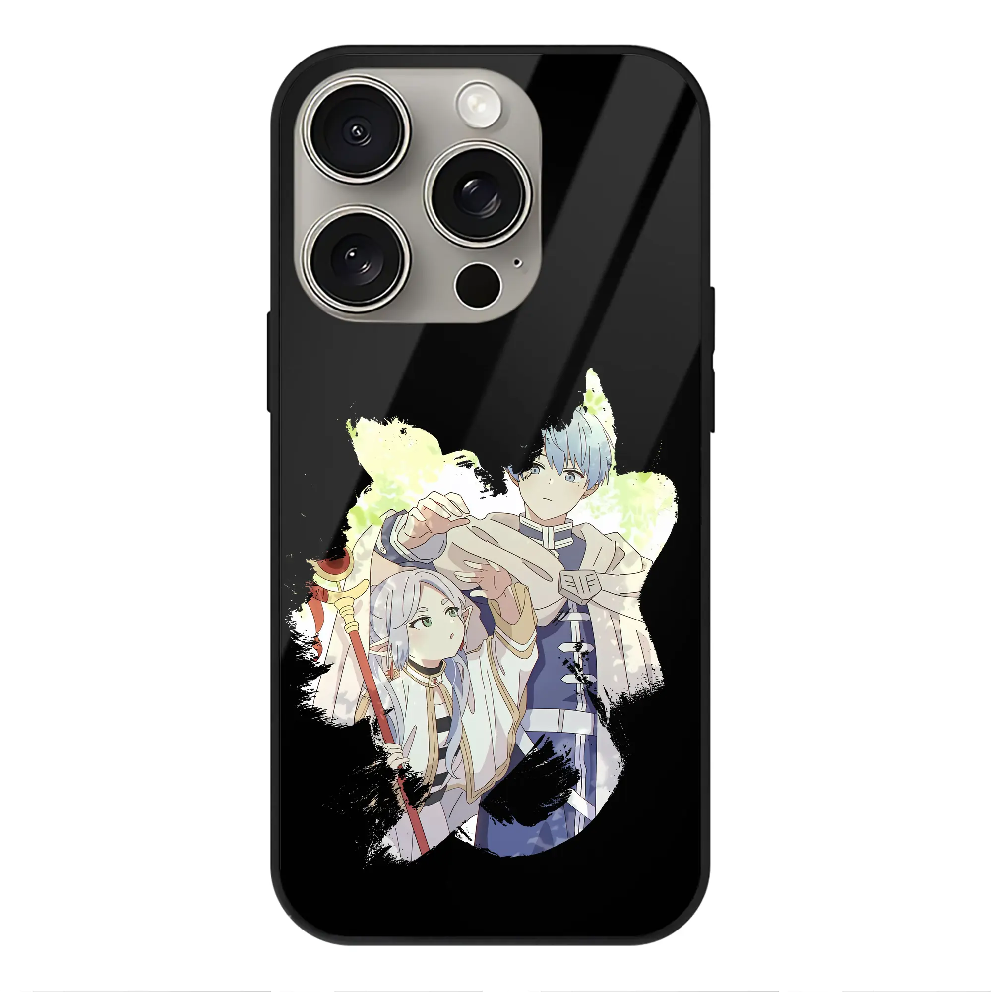 葬送のフリーレン（Frieren） グッズ,ヒンメル（Himmel） - IPhone15Pro対応 ・ スマホケース ・ 背面ガラス ・ TPU+強化ガラス ・ 耐衝撃 ・ 黄変防止 ・ ワイヤレス充電対応 ・ 3D立体ボタン