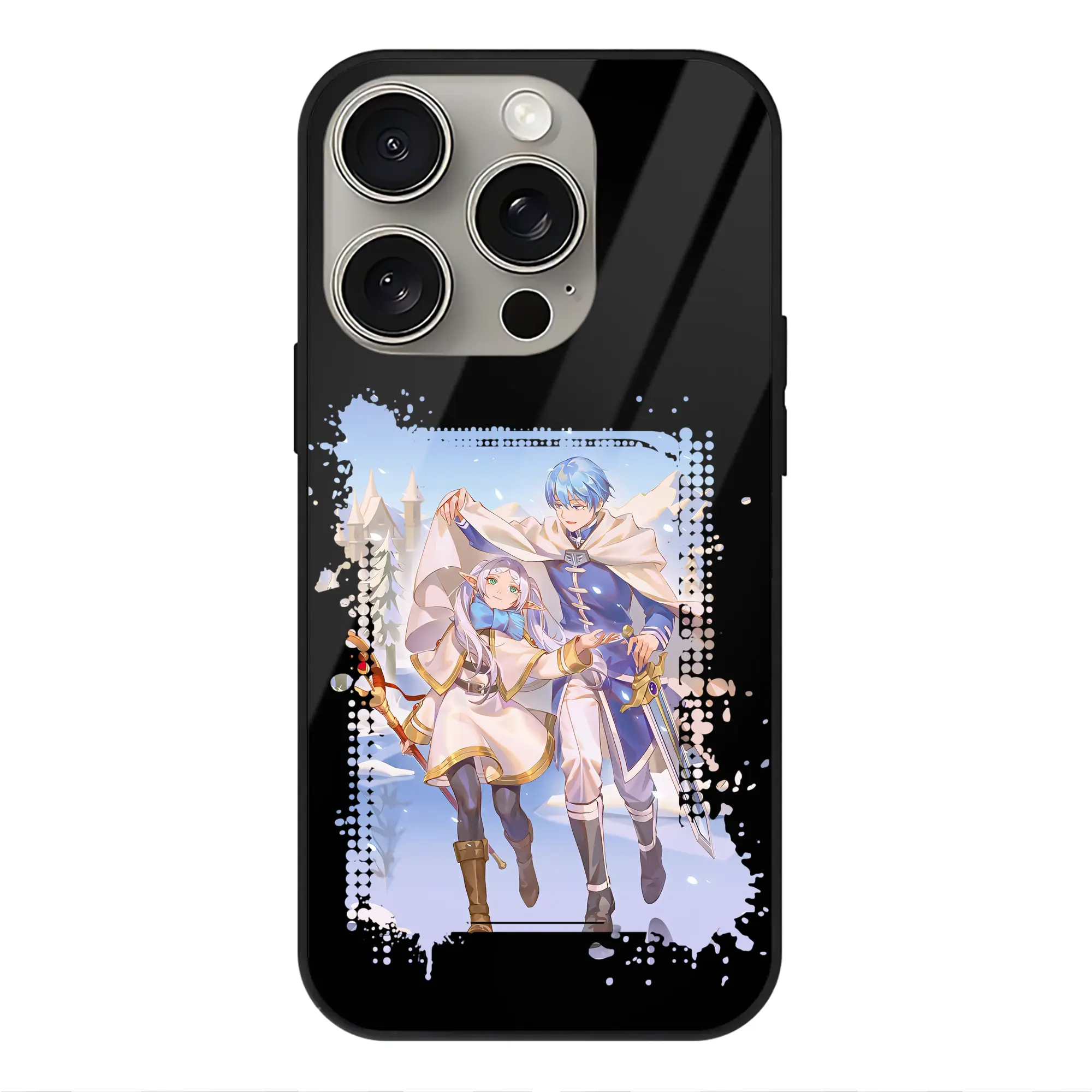 葬送のフリーレン（Frieren） グッズ,ヒンメル（Himmel） - IPhone15Pro対応 ・ スマホケース ・ 背面ガラス ・ TPU+強化ガラス ・ 耐衝撃 ・ 黄変防止 ・ ワイヤレス充電対応 ・ 3D立体ボタン