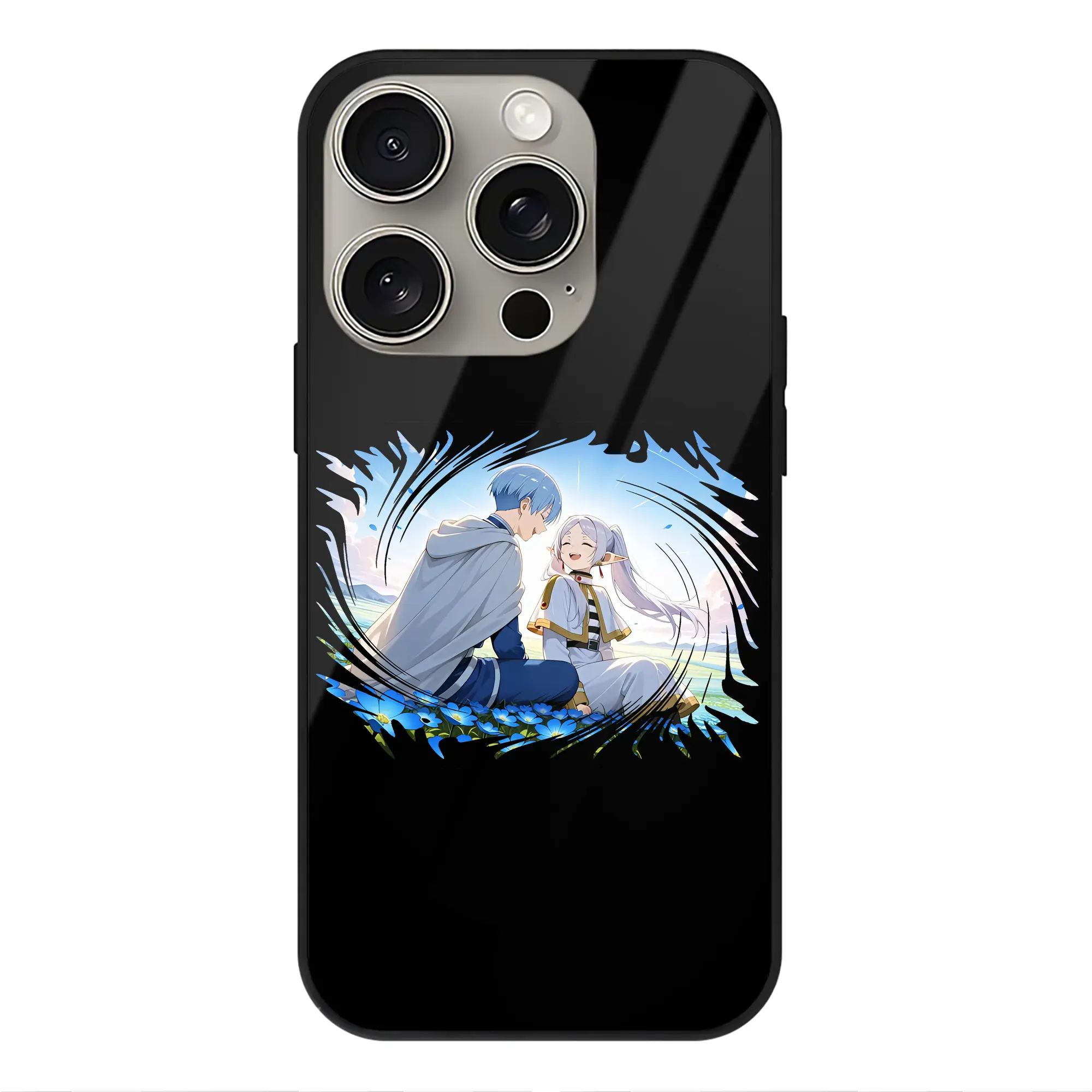 葬送のフリーレン（Frieren） グッズ,ヒンメル（Himmel） - IPhone15Pro対応 ・ スマホケース ・ 背面ガラス ・ TPU+強化ガラス ・ 耐衝撃 ・ 黄変防止 ・ ワイヤレス充電対応 ・ 3D立体ボタン