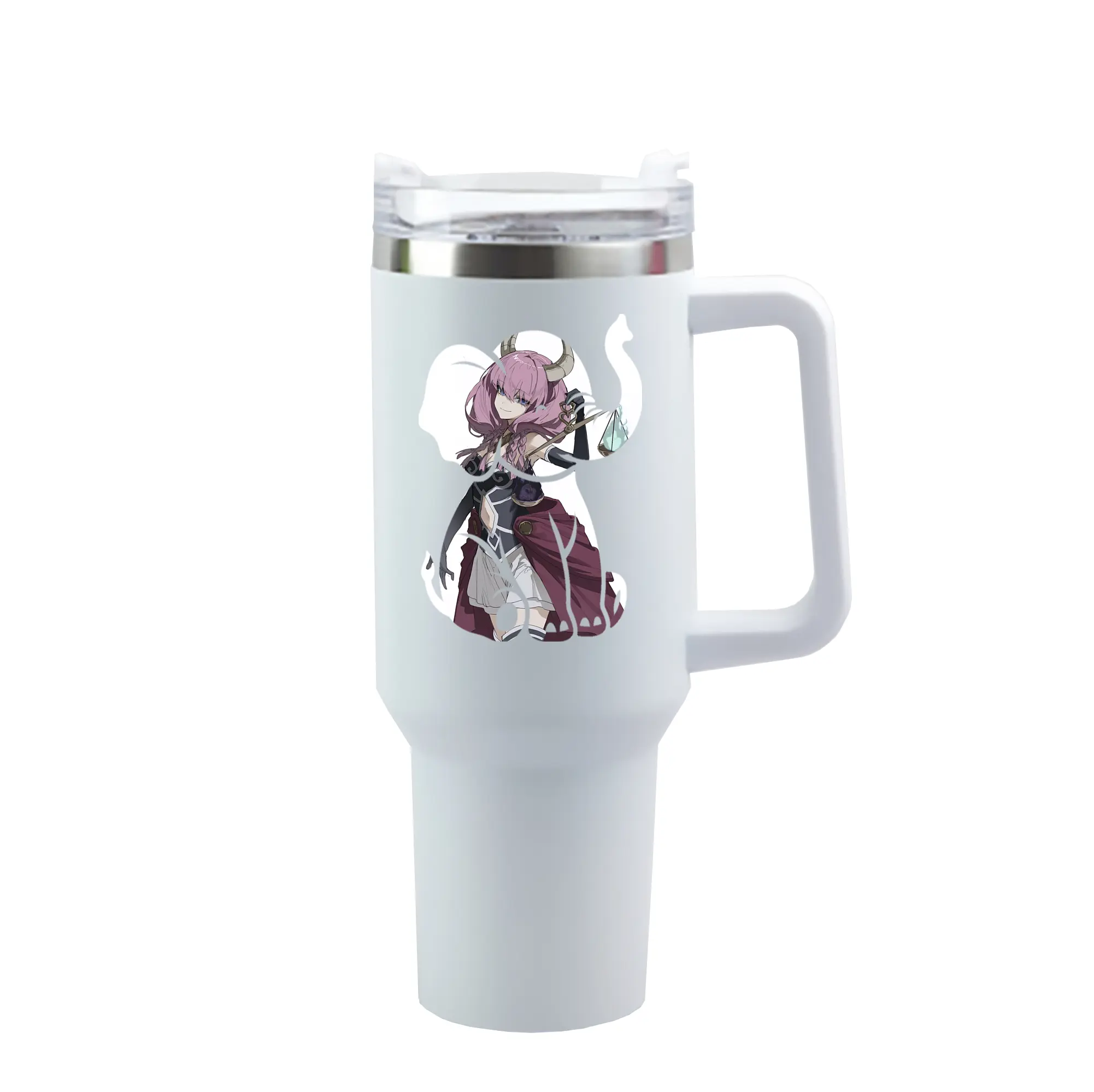 葬送のフリーレン（Frieren） グッズ,アウラ（Aura） - 1200mL 車用タンブラー ・ クリスタルステッカー ・ 304ステンレス 内側 ・ 201ステンレス 外側 ・ 保温 保冷 ・ ハンドル＆ストロー付き ・ 通勤 ドライブ アウトドア用