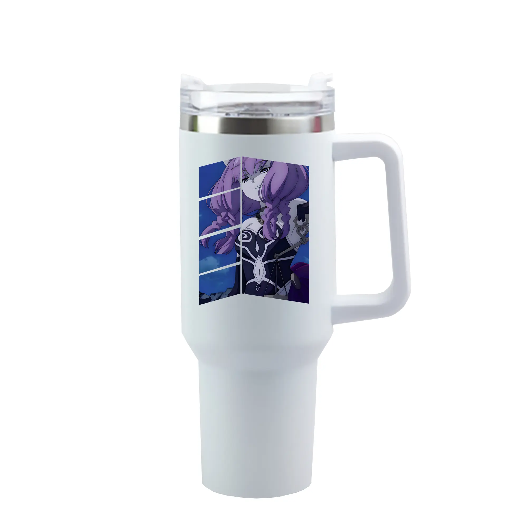 葬送のフリーレン（Frieren） グッズ,アウラ（Aura） - 1200mL 車用タンブラー ・ クリスタルステッカー ・ 304ステンレス 内側 ・ 201ステンレス 外側 ・ 保温 保冷 ・ ハンドル＆ストロー付き ・ 通勤 ドライブ アウトドア用