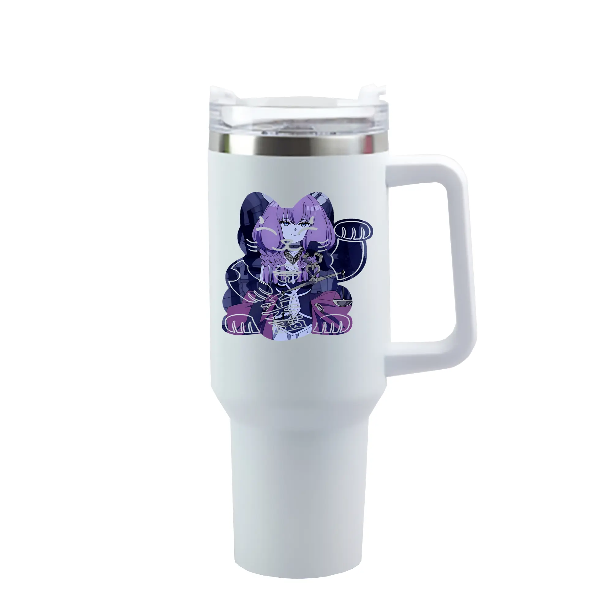葬送のフリーレン（Frieren） グッズ,アウラ（Aura） - 1200mL 車用タンブラー ・ クリスタルステッカー ・ 304ステンレス 内側 ・ 201ステンレス 外側 ・ 保温 保冷 ・ ハンドル＆ストロー付き ・ 通勤 ドライブ アウトドア用