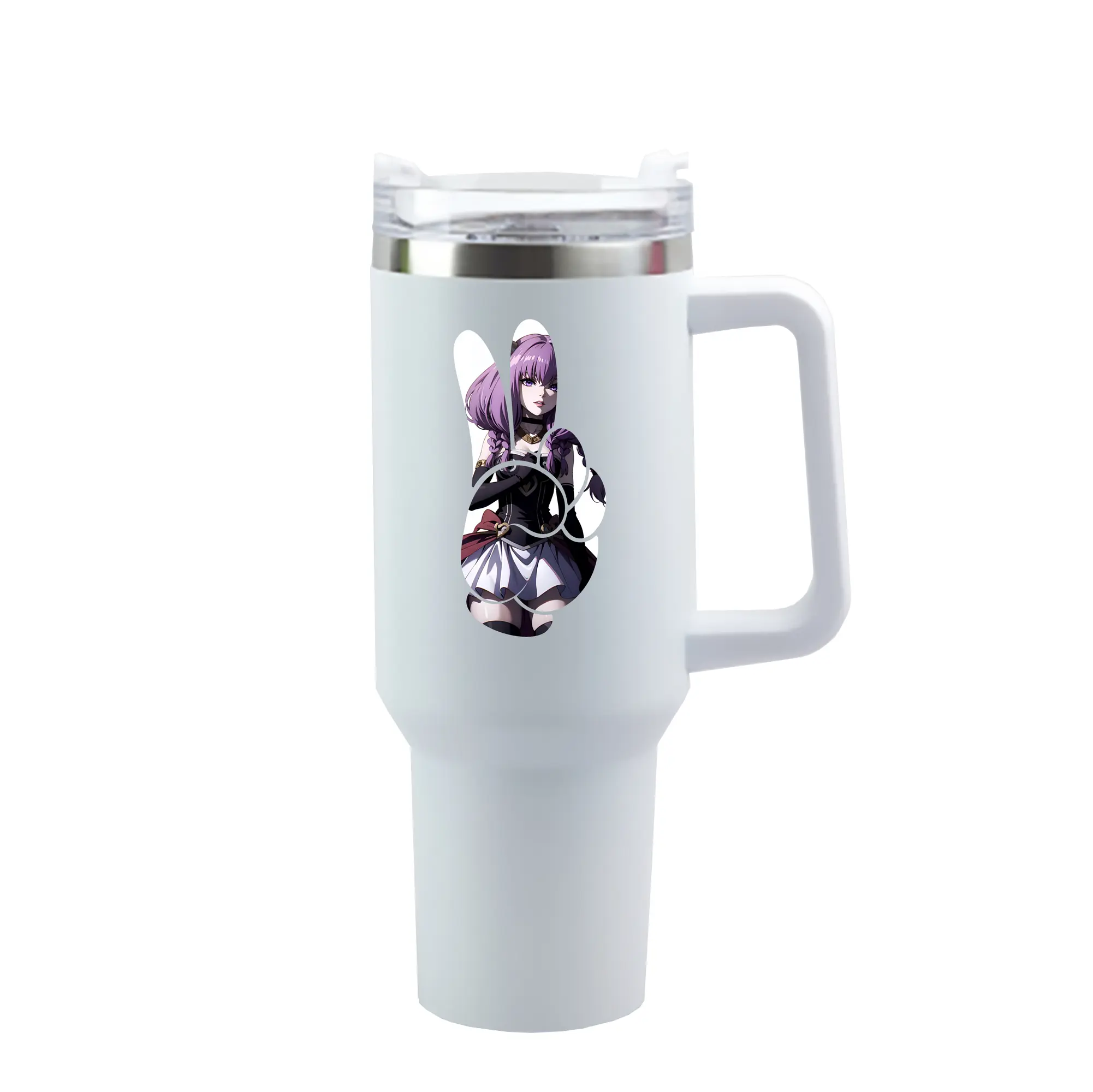 葬送のフリーレン（Frieren） グッズ,アウラ（Aura） - 1200mL 車用タンブラー ・ クリスタルステッカー ・ 304ステンレス 内側 ・ 201ステンレス 外側 ・ 保温 保冷 ・ ハンドル＆ストロー付き ・ 通勤 ドライブ アウトドア用