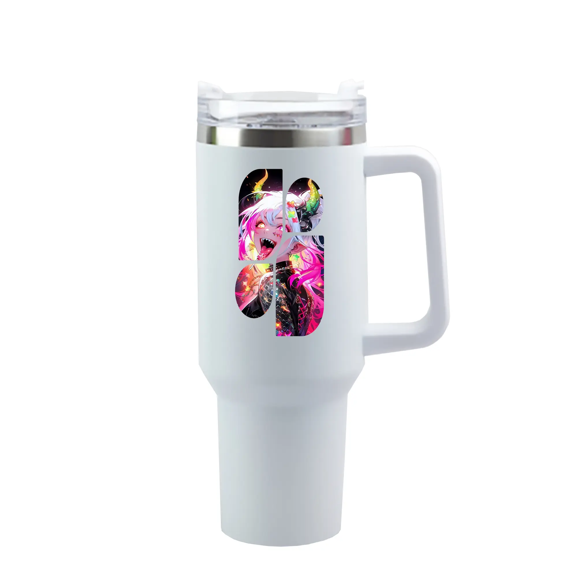 葬送のフリーレン（Frieren） グッズ,アウラ（Aura） - 1200mL 車用タンブラー ・ クリスタルステッカー ・ 304ステンレス 内側 ・ 201ステンレス 外側 ・ 保温 保冷 ・ ハンドル＆ストロー付き ・ 通勤 ドライブ アウトドア用