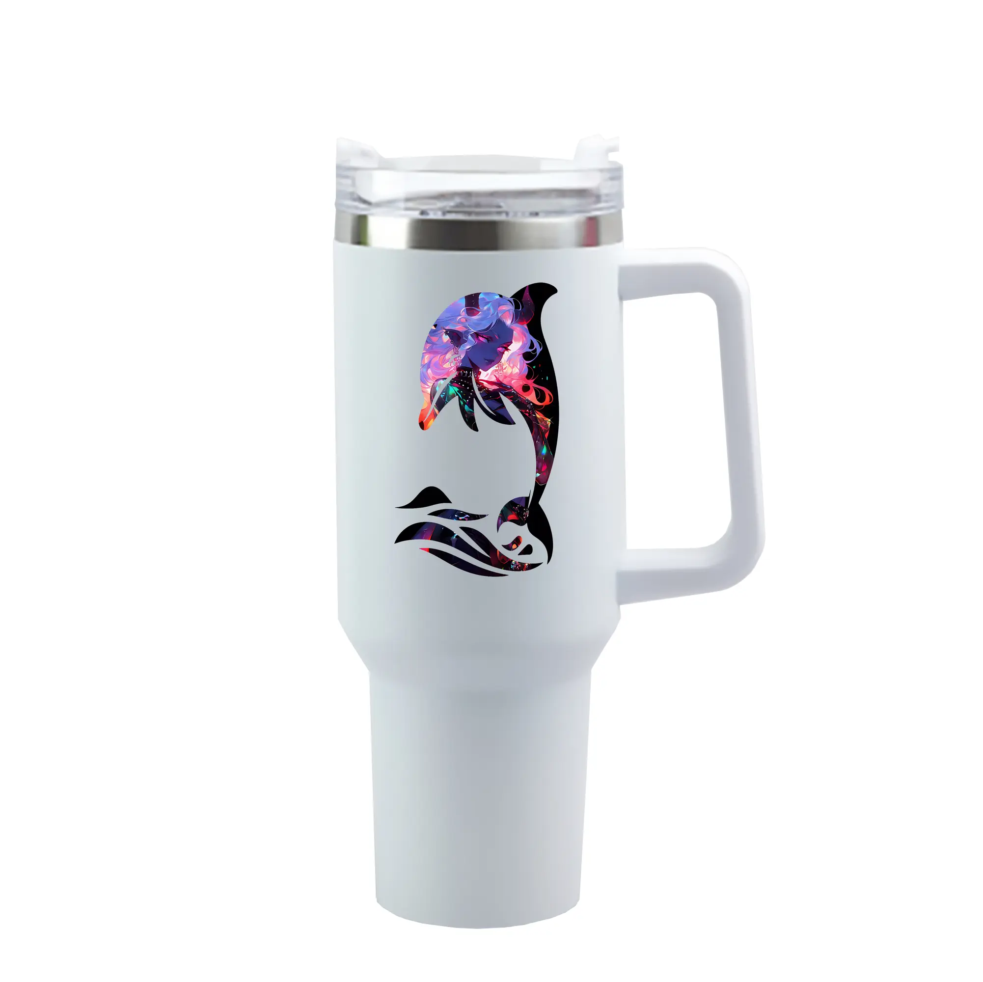 葬送のフリーレン（Frieren） グッズ,アウラ（Aura） - 1200mL 車用タンブラー ・ クリスタルステッカー ・ 304ステンレス 内側 ・ 201ステンレス 外側 ・ 保温 保冷 ・ ハンドル＆ストロー付き ・ 通勤 ドライブ アウトドア用