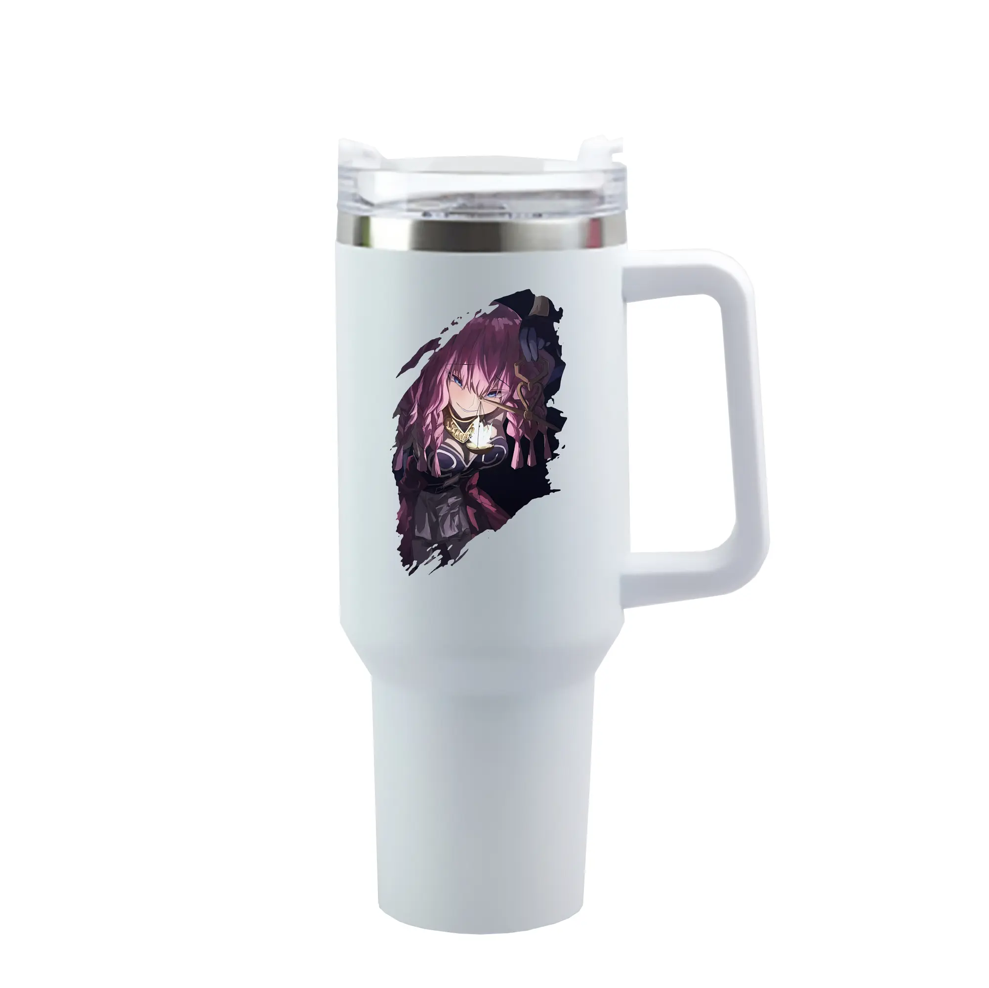 葬送のフリーレン（Frieren） グッズ,アウラ（Aura） - 1200mL 車用タンブラー ・ クリスタルステッカー ・ 304ステンレス 内側 ・ 201ステンレス 外側 ・ 保温 保冷 ・ ハンドル＆ストロー付き ・ 通勤 ドライブ アウトドア用