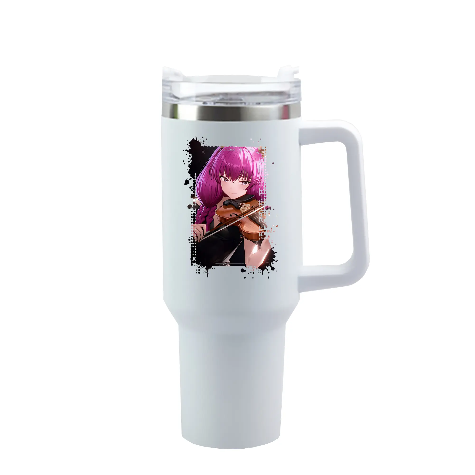 葬送のフリーレン（Frieren） グッズ,アウラ（Aura） - 1200mL 車用タンブラー ・ クリスタルステッカー ・ 304ステンレス 内側 ・ 201ステンレス 外側 ・ 保温 保冷 ・ ハンドル＆ストロー付き ・ 通勤 ドライブ アウトドア用