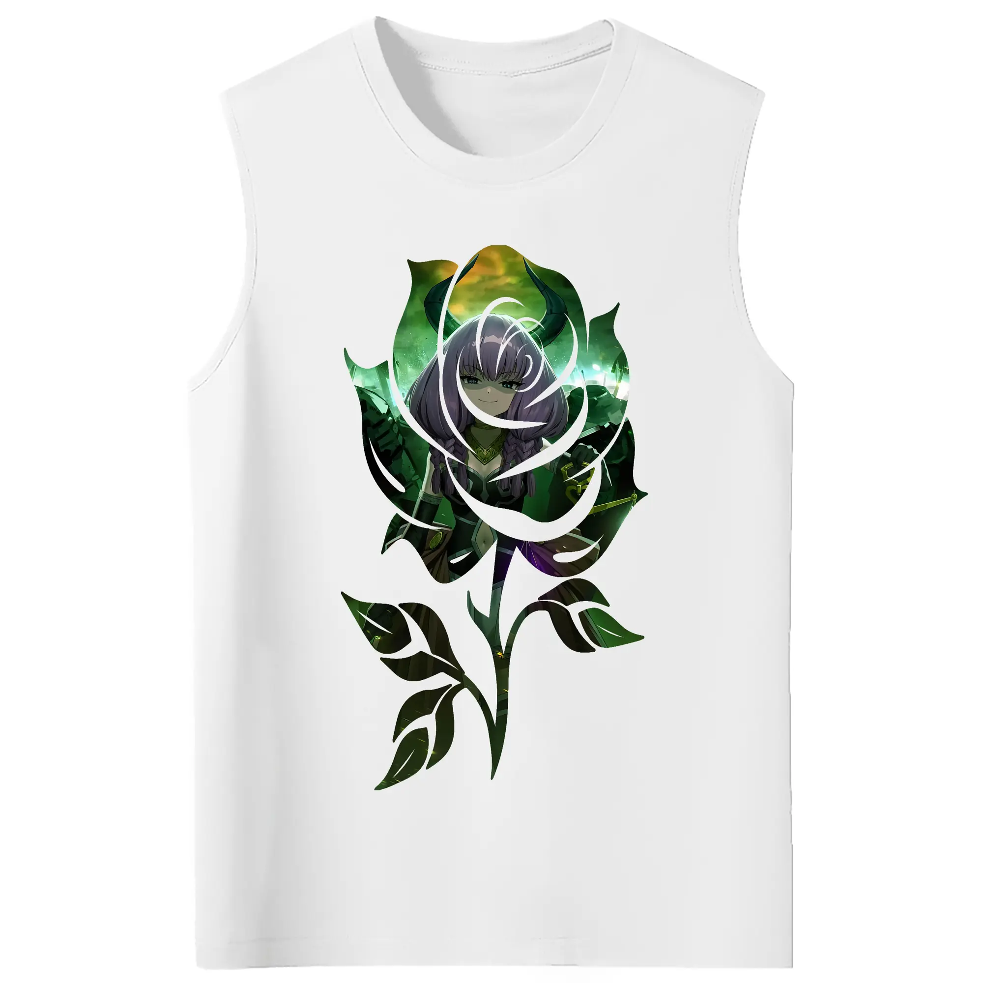 葬送のフリーレン（Frieren） グッズ,アウラ（Aura） - コットン100％ タンクトップ ・ フロントプリント ・ タイトフィット ・ 快適 通気性 ・ スポーツ カジュアル 散歩用