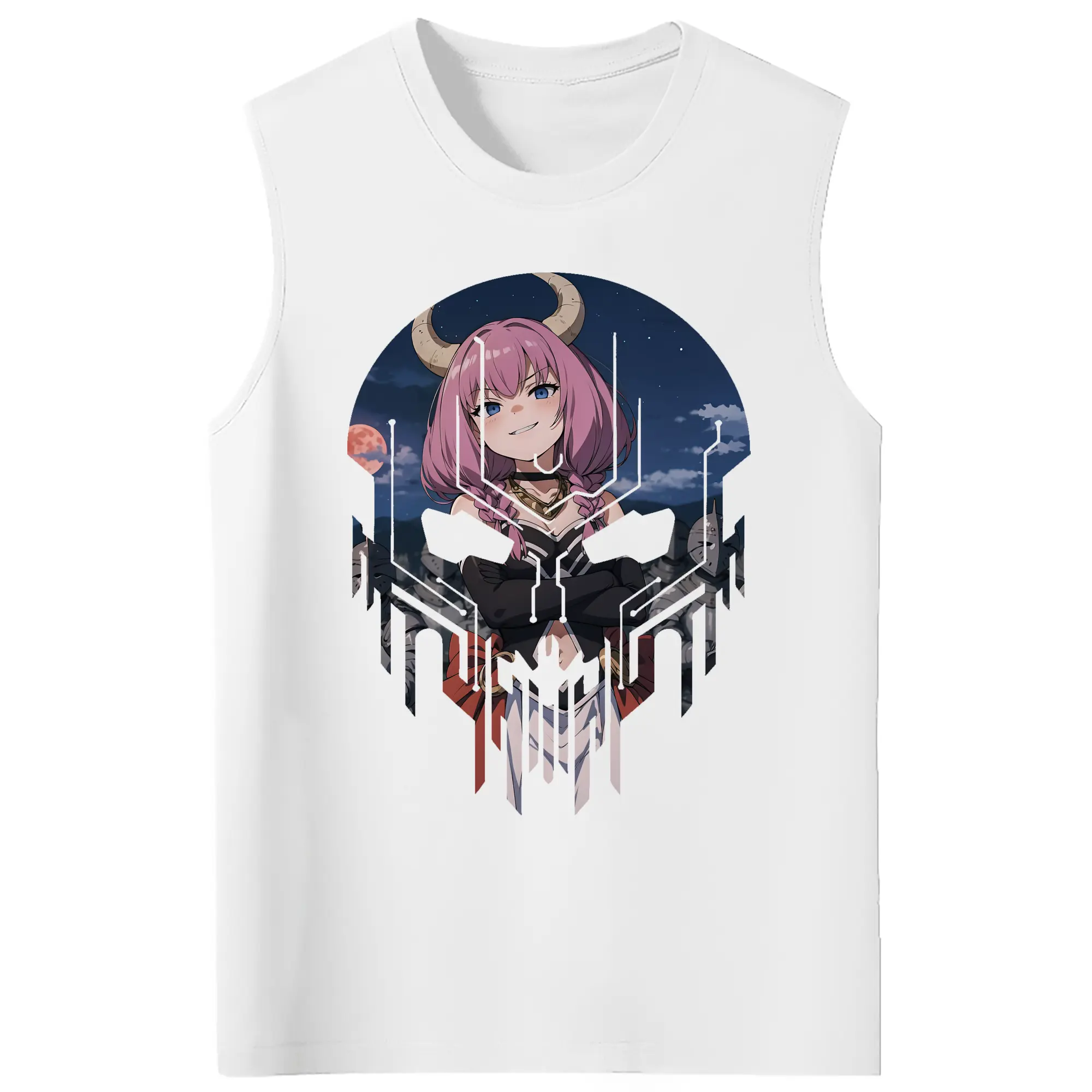 葬送のフリーレン（Frieren） グッズ,アウラ（Aura） - コットン100％ タンクトップ ・ フロントプリント ・ タイトフィット ・ 快適 通気性 ・ スポーツ カジュアル 散歩用