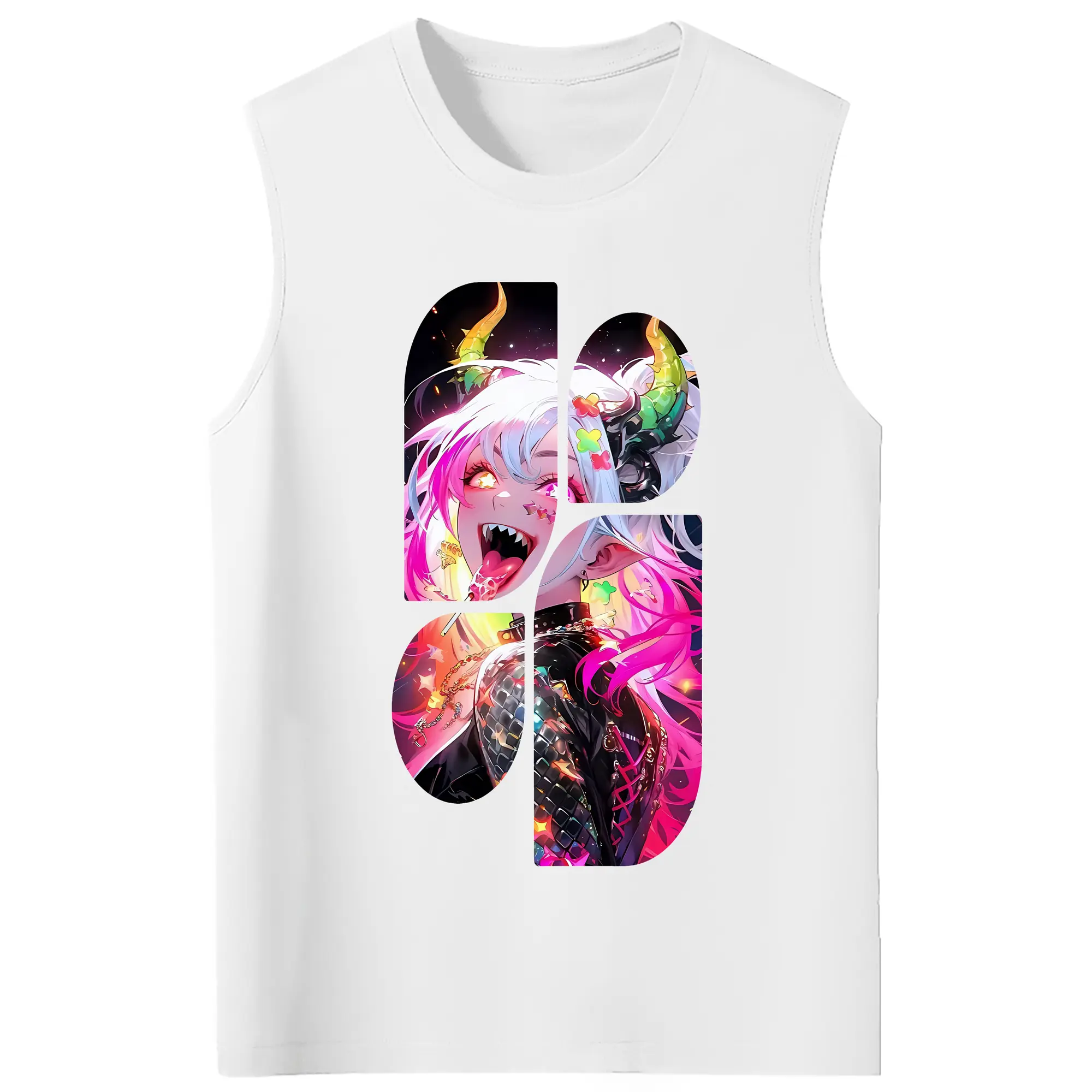 葬送のフリーレン（Frieren） グッズ,アウラ（Aura） - コットン100％ タンクトップ ・ フロントプリント ・ タイトフィット ・ 快適 通気性 ・ スポーツ カジュアル 散歩用