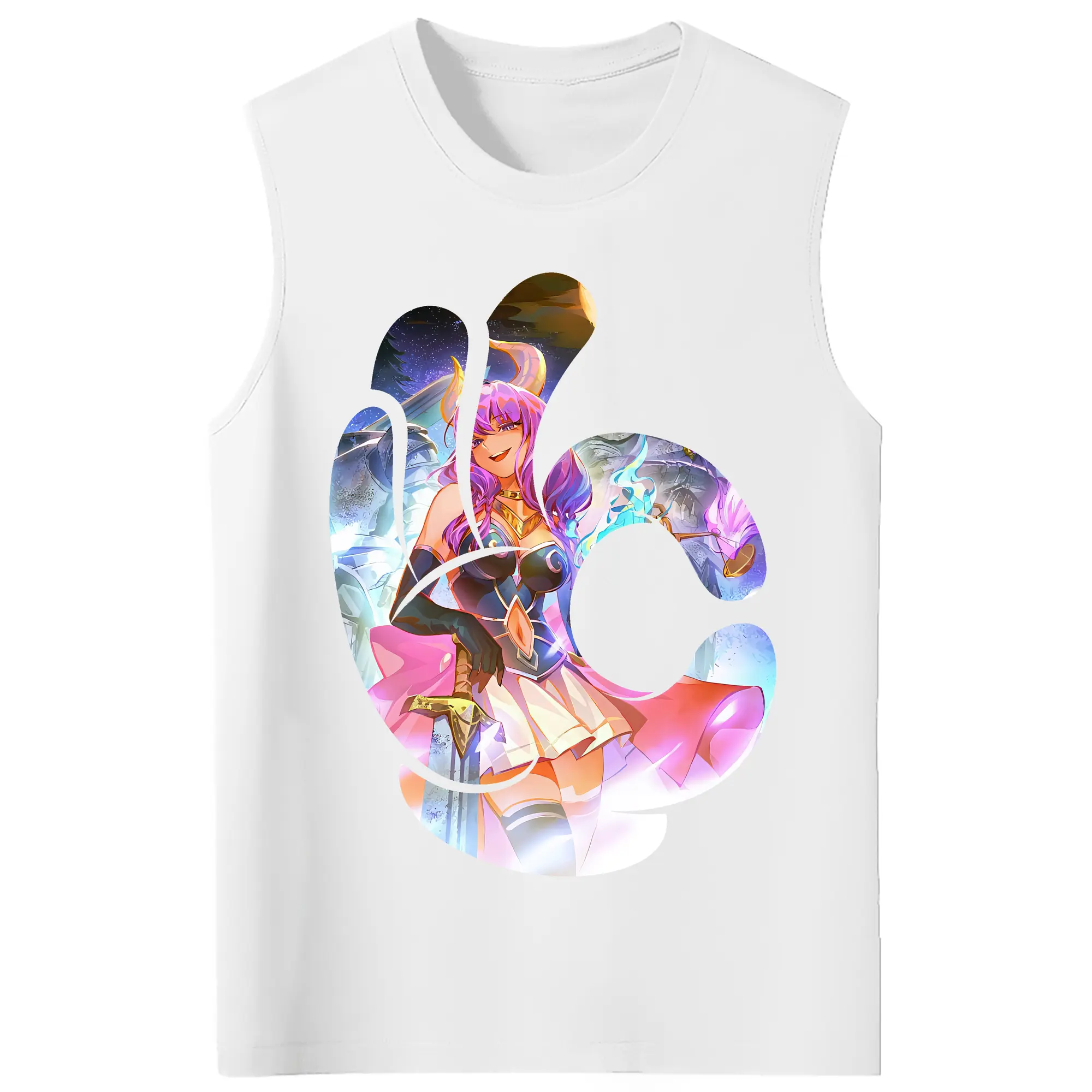 葬送のフリーレン（Frieren） グッズ,アウラ（Aura） - コットン100％ タンクトップ ・ フロントプリント ・ タイトフィット ・ 快適 通気性 ・ スポーツ カジュアル 散歩用