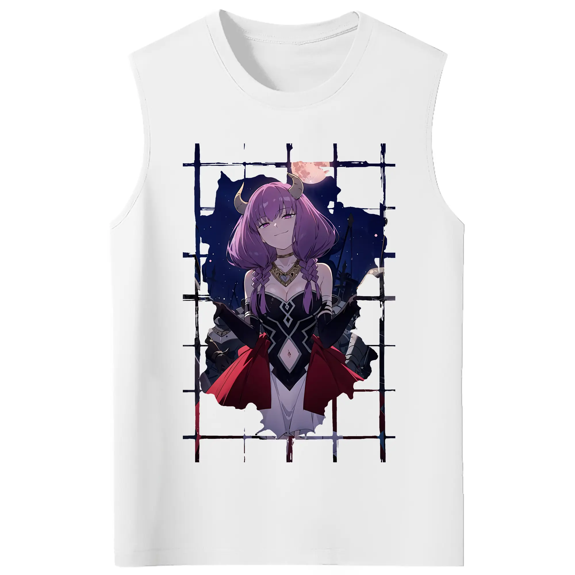 葬送のフリーレン（Frieren） グッズ,アウラ（Aura） - コットン100％ タンクトップ ・ フロントプリント ・ タイトフィット ・ 快適 通気性 ・ スポーツ カジュアル 散歩用
