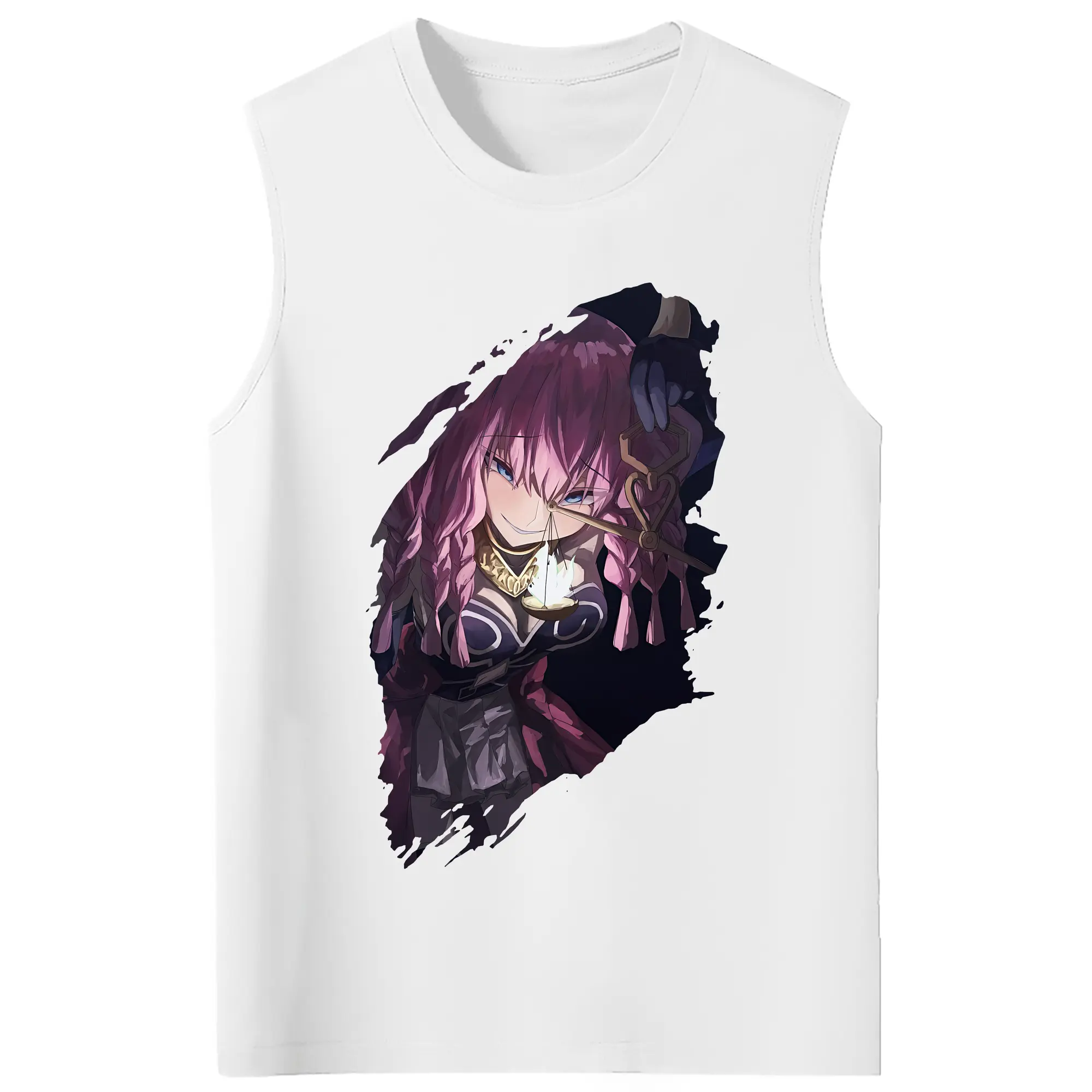 葬送のフリーレン（Frieren） グッズ,アウラ（Aura） - コットン100％ タンクトップ ・ フロントプリント ・ タイトフィット ・ 快適 通気性 ・ スポーツ カジュアル 散歩用