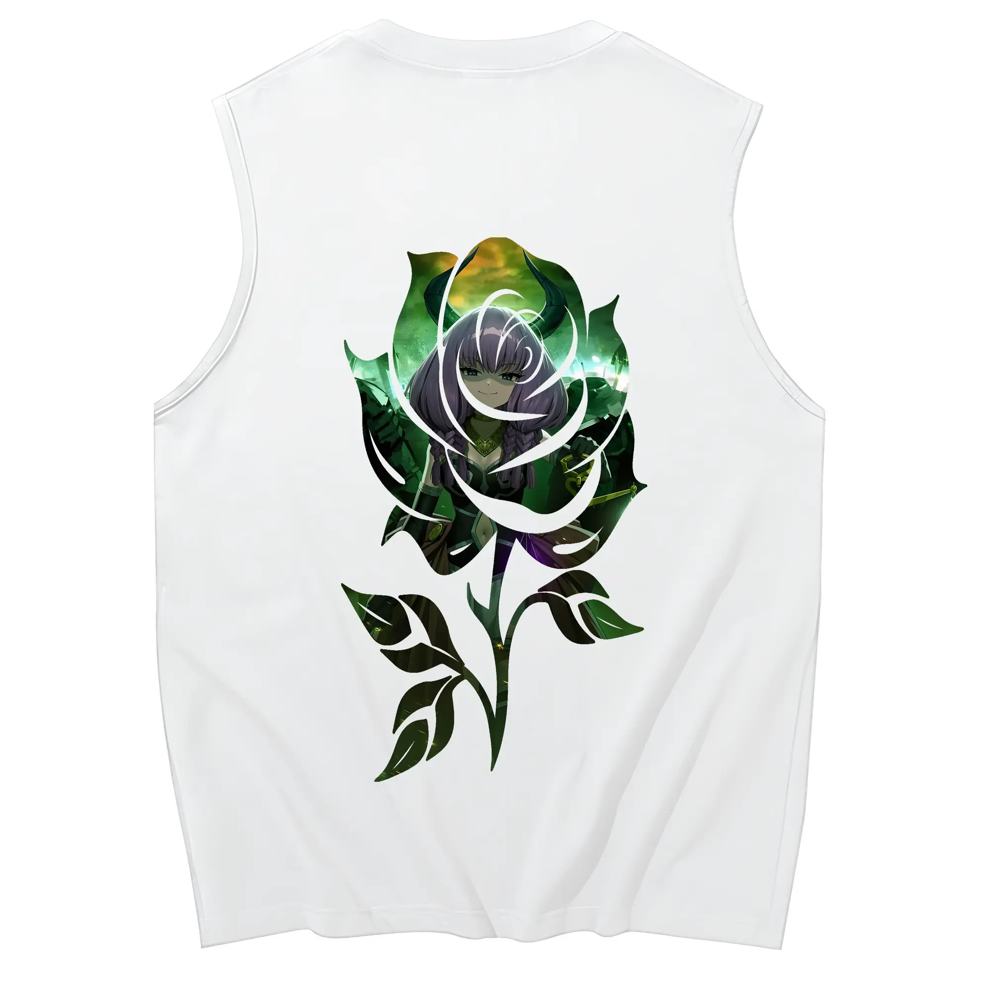 葬送のフリーレン（Frieren） グッズ,アウラ（Aura） - コットン100％ タンクトップ ・ 背面プリント ・ タイトシルエット ・ 快適 通気性 ・ スポーツ カジュアル 散歩用