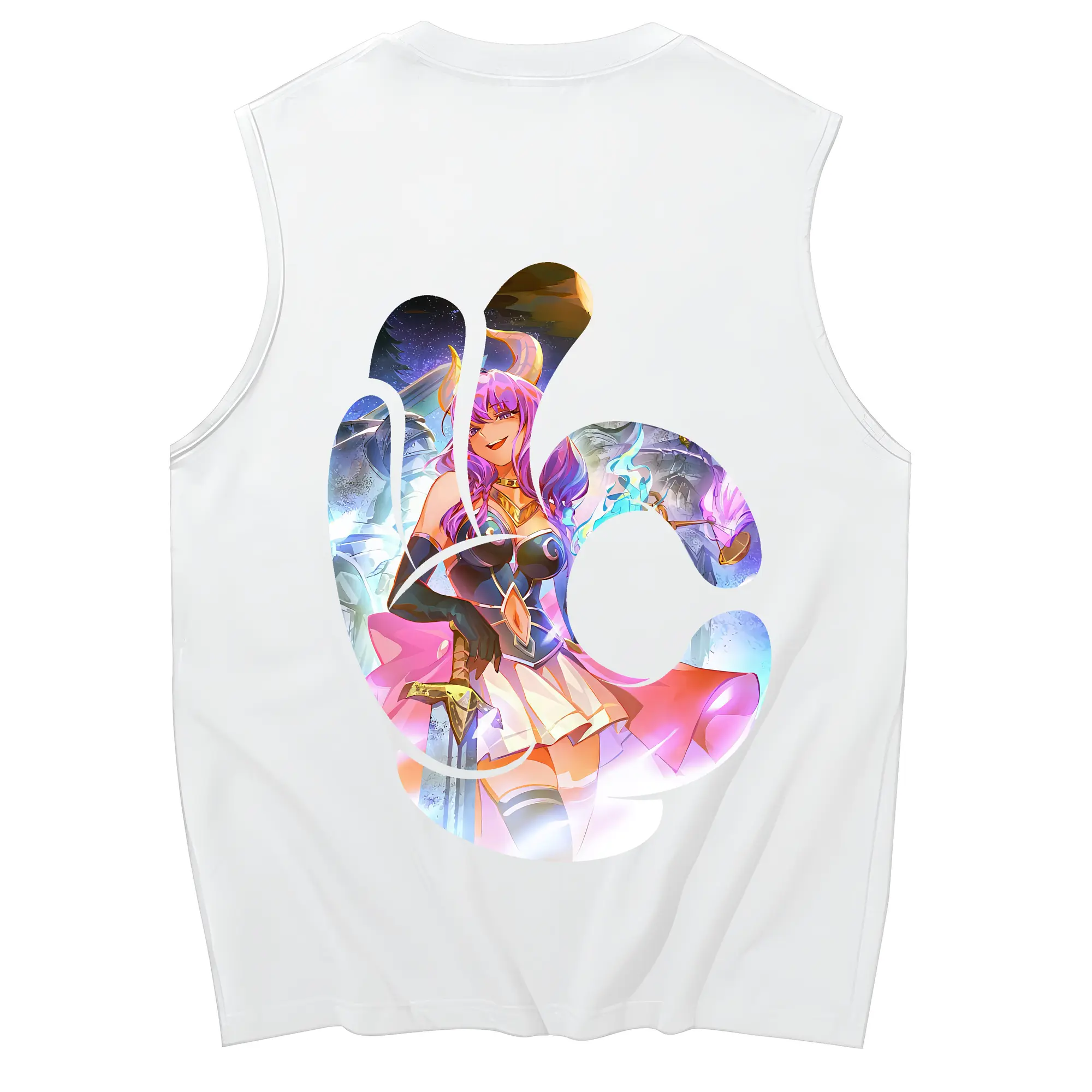 葬送のフリーレン（Frieren） グッズ,アウラ（Aura） - コットン100％ タンクトップ ・ 背面プリント ・ タイトシルエット ・ 快適 通気性 ・ スポーツ カジュアル 散歩用