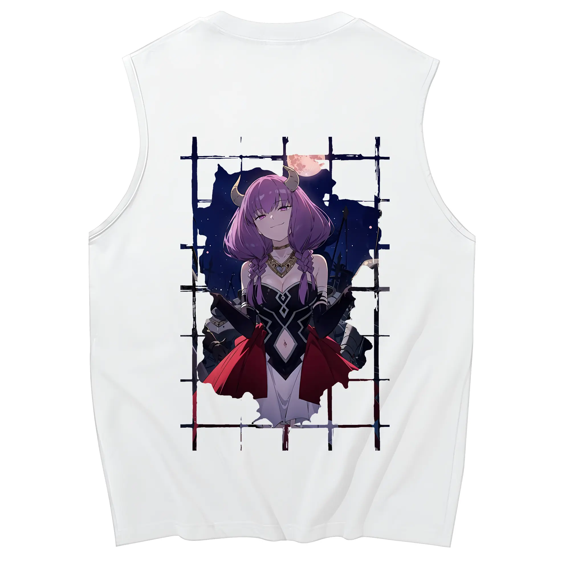 葬送のフリーレン（Frieren） グッズ,アウラ（Aura） - コットン100％ タンクトップ ・ 背面プリント ・ タイトシルエット ・ 快適 通気性 ・ スポーツ カジュアル 散歩用