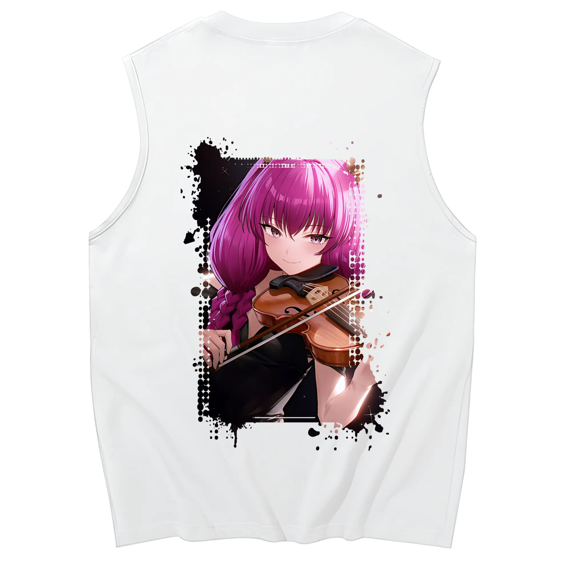 葬送のフリーレン（Frieren） グッズ,アウラ（Aura） - コットン100％ タンクトップ ・ 背面プリント ・ タイトシルエット ・ 快適 通気性 ・ スポーツ カジュアル 散歩用