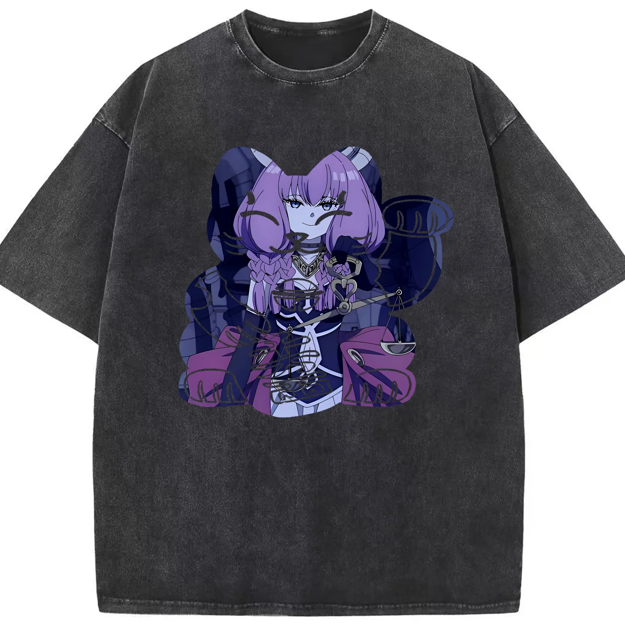 葬送のフリーレン（Frieren） グッズ,アウラ（Aura） - 綿100％ ヴィンテージ風 半袖Tシャツ ・ フロントプリント ・ 柔らか肌触り ・ 通気性 快適 ・ スポーツ カジュアル 外出用