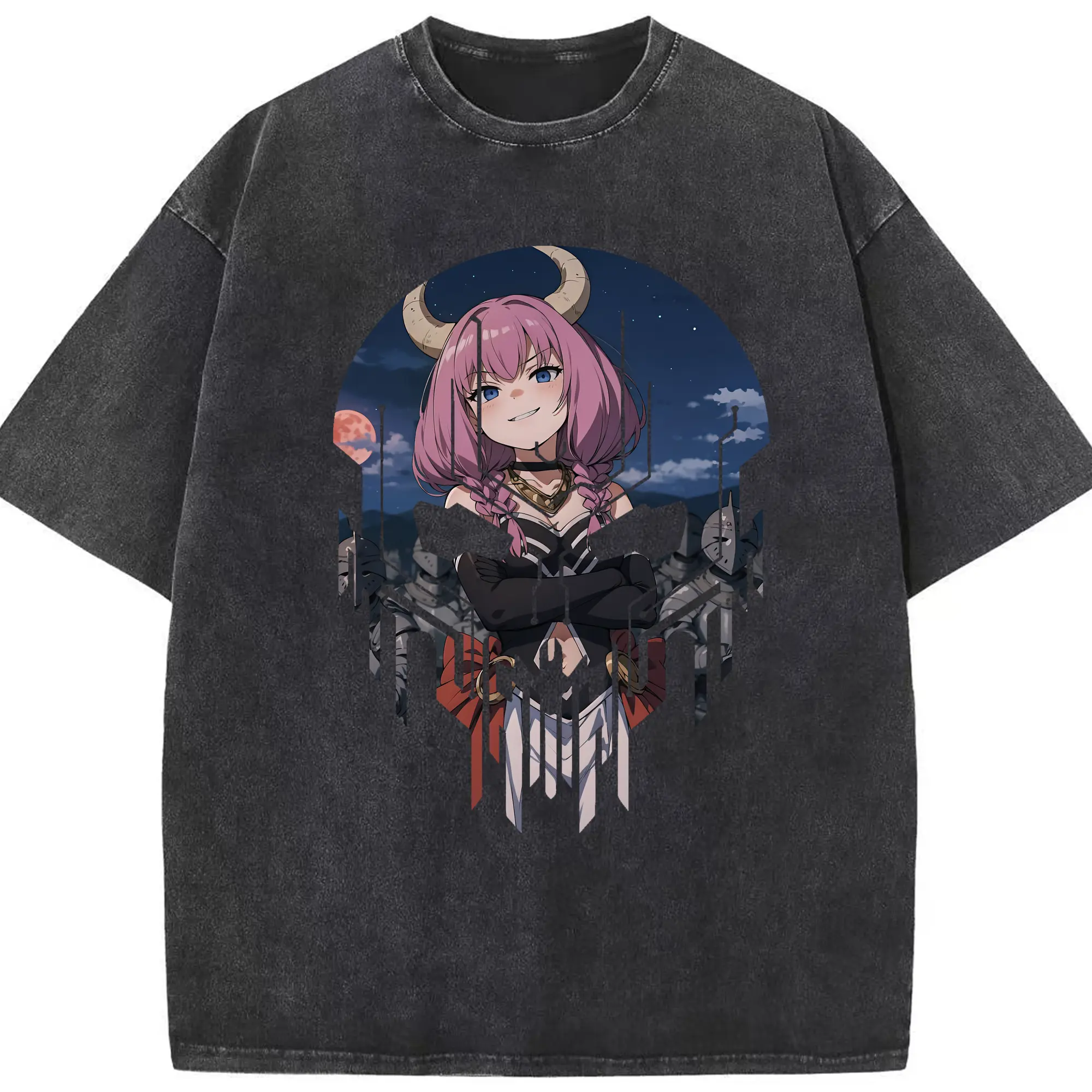 葬送のフリーレン（Frieren） グッズ,アウラ（Aura） - 綿100％ ヴィンテージ風 半袖Tシャツ ・ フロントプリント ・ 柔らか肌触り ・ 通気性 快適 ・ スポーツ カジュアル 外出用