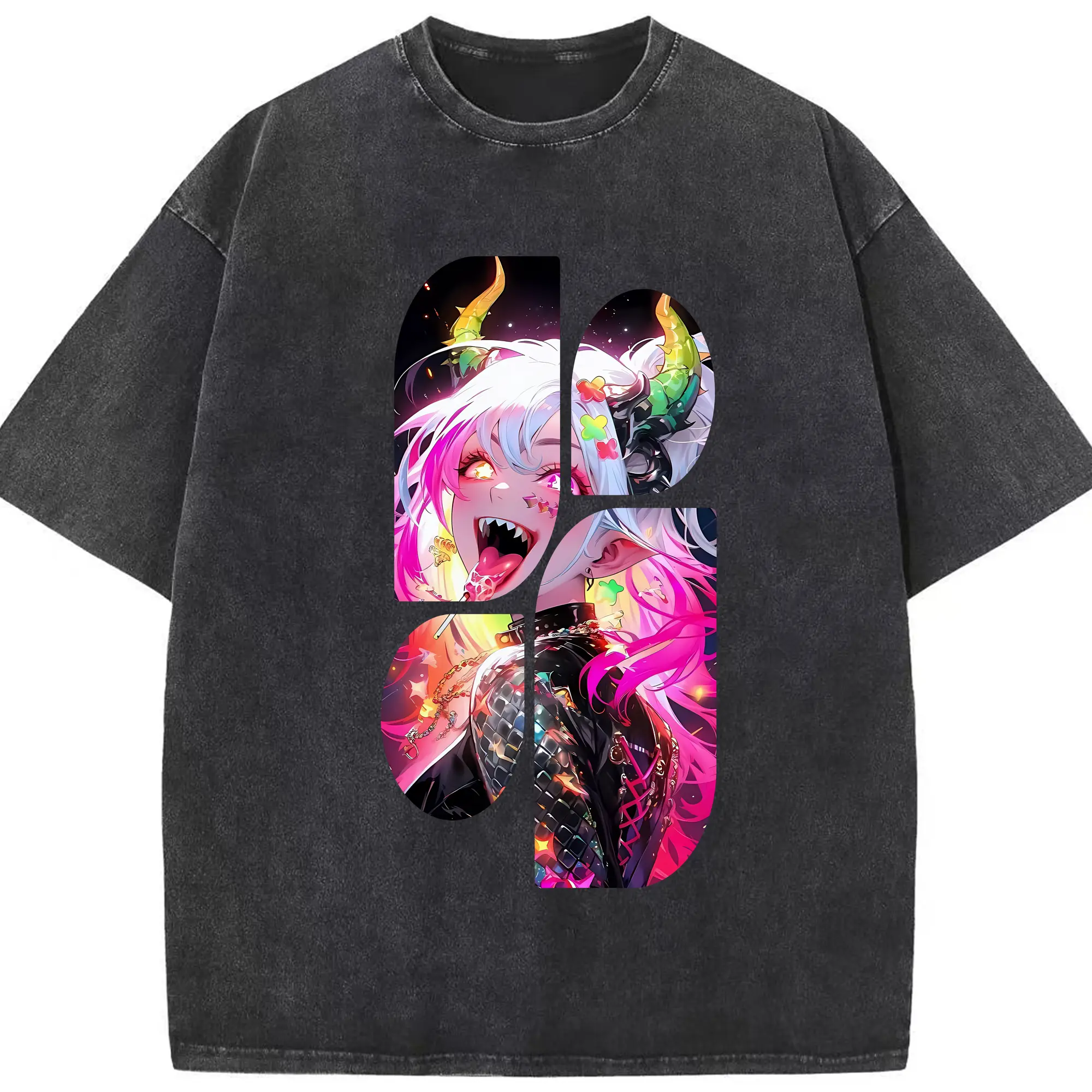 葬送のフリーレン（Frieren） グッズ,アウラ（Aura） - 綿100％ ヴィンテージ風 半袖Tシャツ ・ フロントプリント ・ 柔らか肌触り ・ 通気性 快適 ・ スポーツ カジュアル 外出用