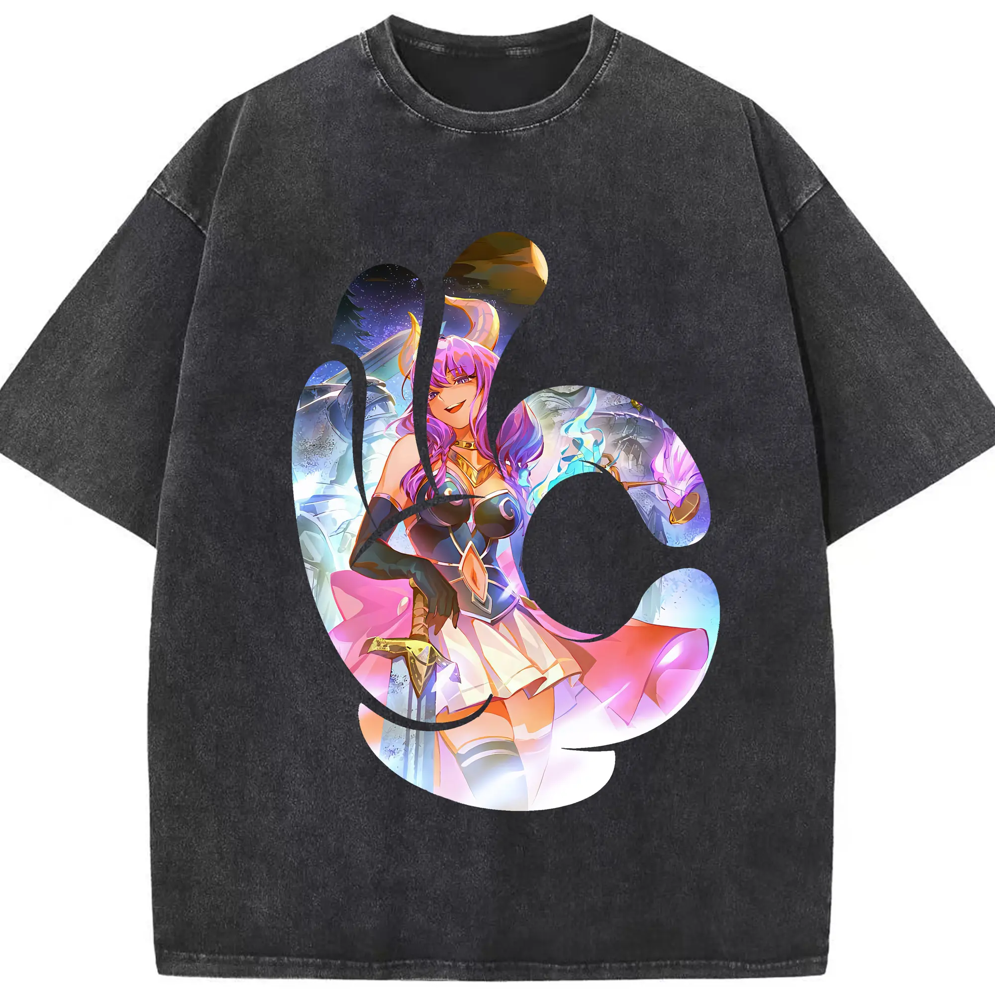 葬送のフリーレン（Frieren） グッズ,アウラ（Aura） - 綿100％ ヴィンテージ風 半袖Tシャツ ・ フロントプリント ・ 柔らか肌触り ・ 通気性 快適 ・ スポーツ カジュアル 外出用