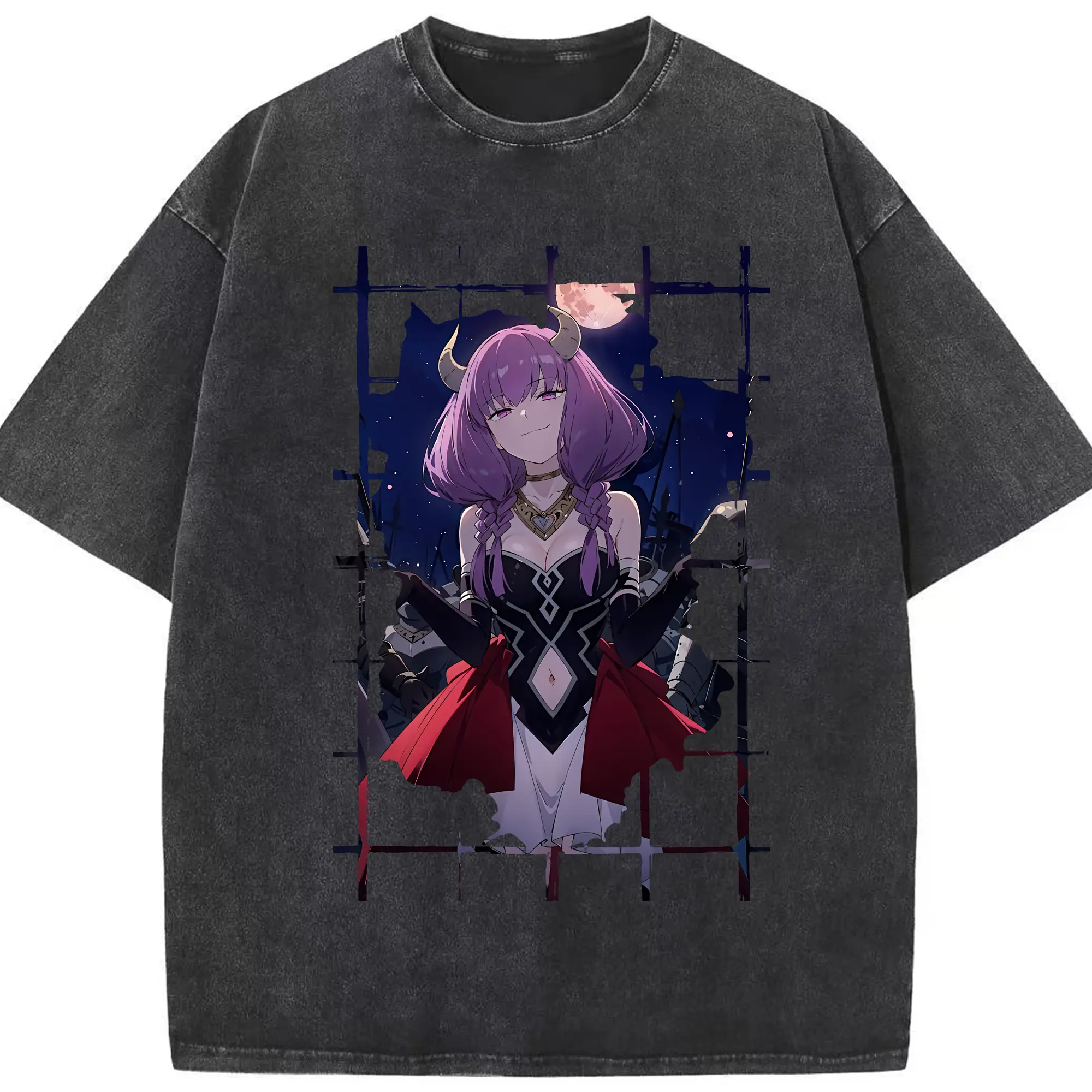 葬送のフリーレン（Frieren） グッズ,アウラ（Aura） - 綿100％ ヴィンテージ風 半袖Tシャツ ・ フロントプリント ・ 柔らか肌触り ・ 通気性 快適 ・ スポーツ カジュアル 外出用