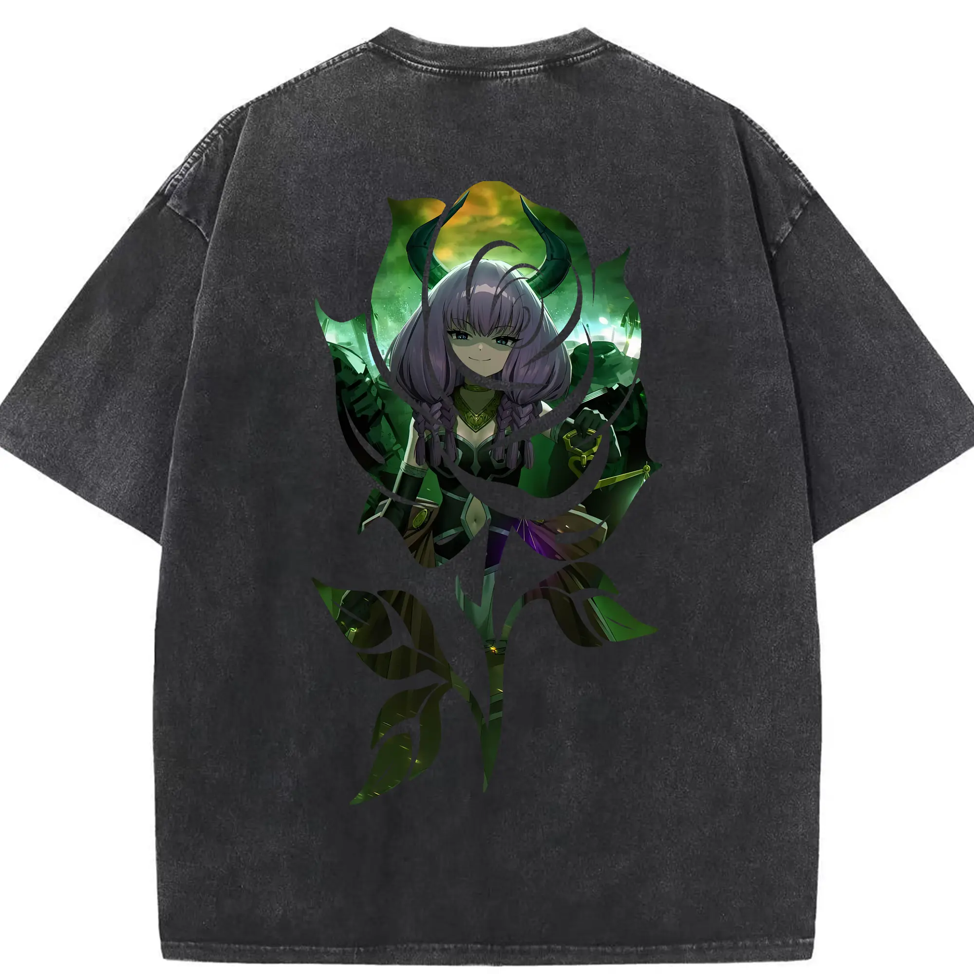 葬送のフリーレン（Frieren） グッズ,アウラ（Aura） - 綿100％ ヴィンテージ風 半袖Tシャツ ・ 背面プリント ・ 柔らか肌触り ・ 通気性 快適 ・ スポーツ カジュアル 外出用