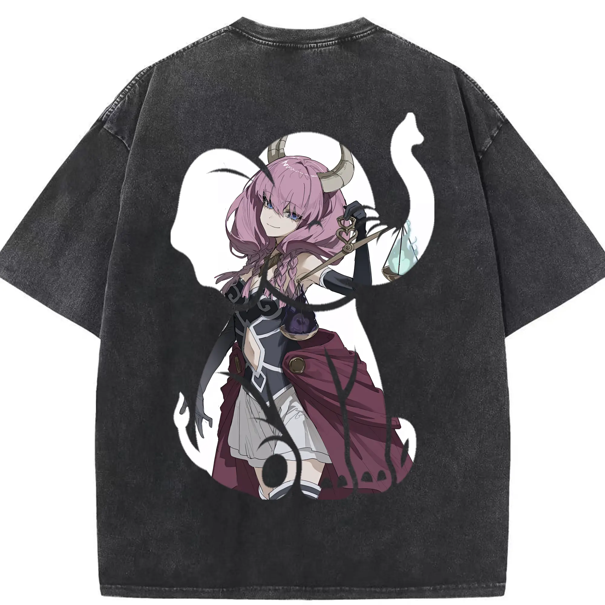 葬送のフリーレン（Frieren） グッズ,アウラ（Aura） - 綿100％ ヴィンテージ風 半袖Tシャツ ・ 背面プリント ・ 柔らか肌触り ・ 通気性 快適 ・ スポーツ カジュアル 外出用