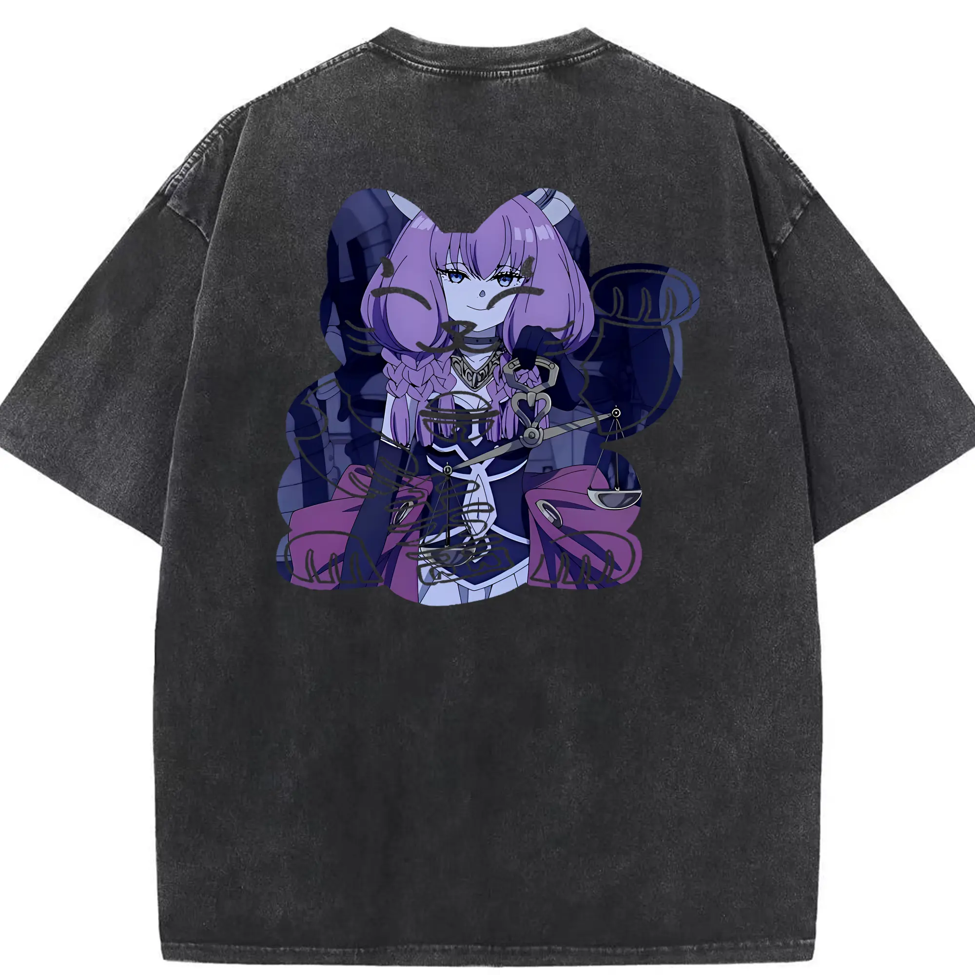 葬送のフリーレン（Frieren） グッズ,アウラ（Aura） - 綿100％ ヴィンテージ風 半袖Tシャツ ・ 背面プリント ・ 柔らか肌触り ・ 通気性 快適 ・ スポーツ カジュアル 外出用