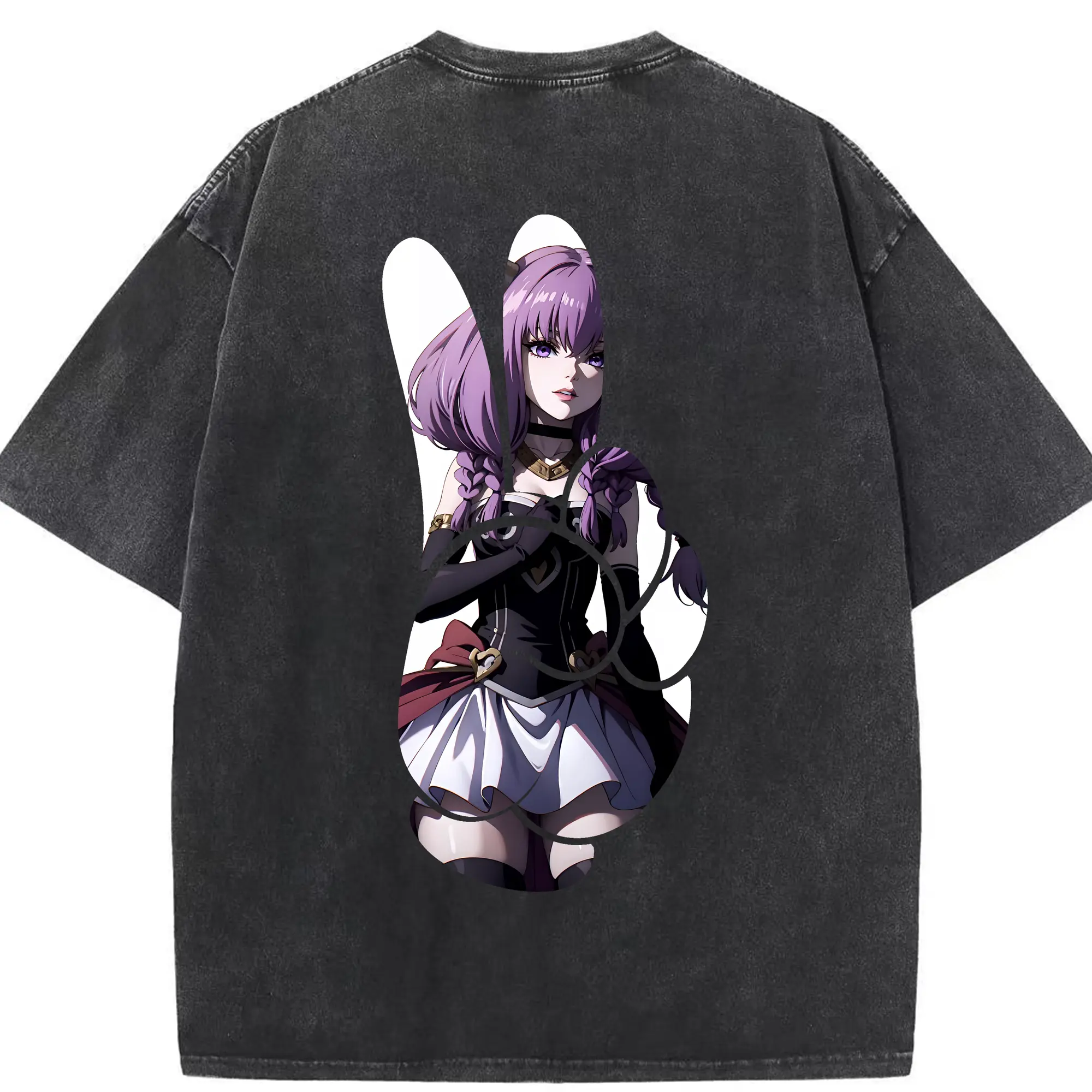 葬送のフリーレン（Frieren） グッズ,アウラ（Aura） - 綿100％ ヴィンテージ風 半袖Tシャツ ・ 背面プリント ・ 柔らか肌触り ・ 通気性 快適 ・ スポーツ カジュアル 外出用