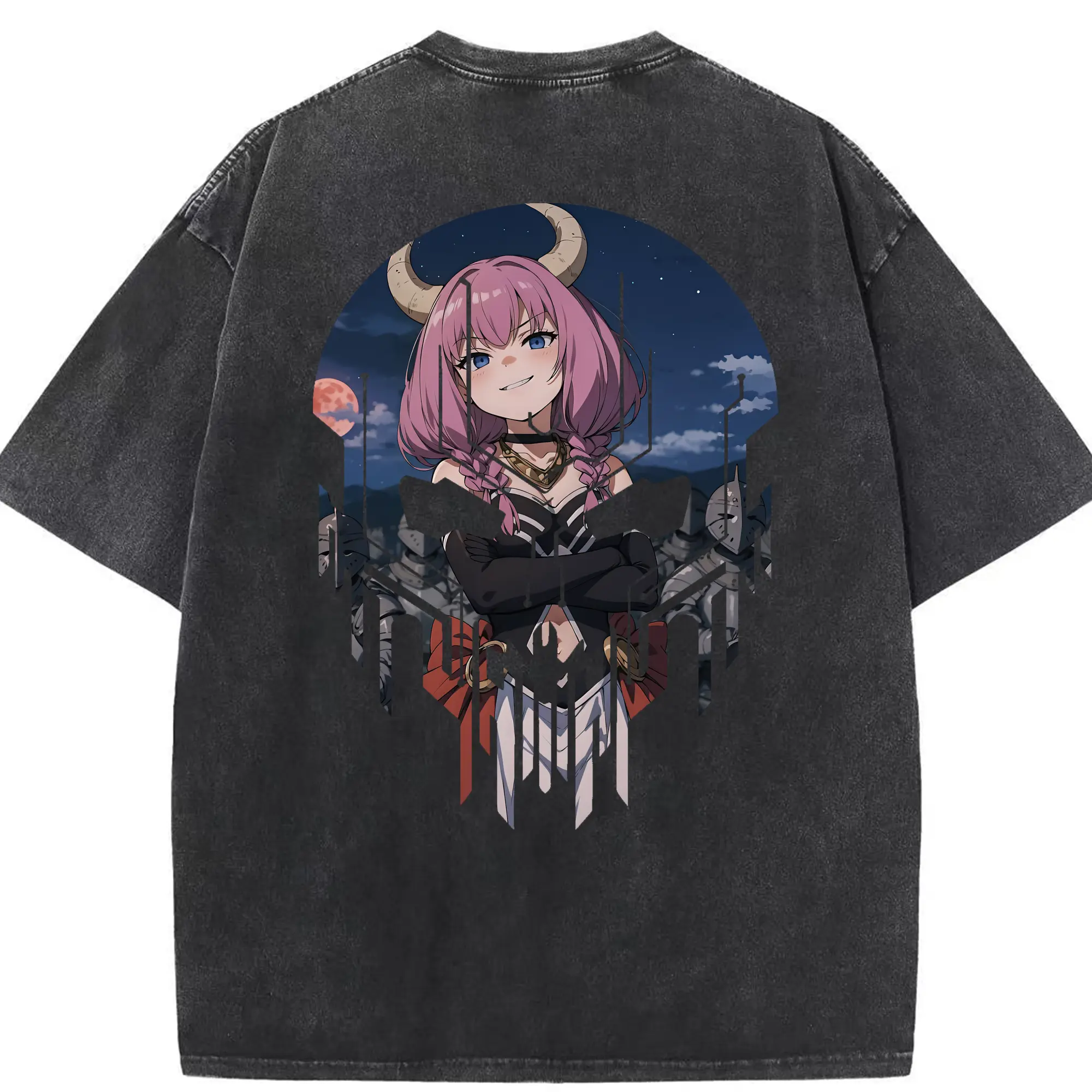 葬送のフリーレン（Frieren） グッズ,アウラ（Aura） - 綿100％ ヴィンテージ風 半袖Tシャツ ・ 背面プリント ・ 柔らか肌触り ・ 通気性 快適 ・ スポーツ カジュアル 外出用
