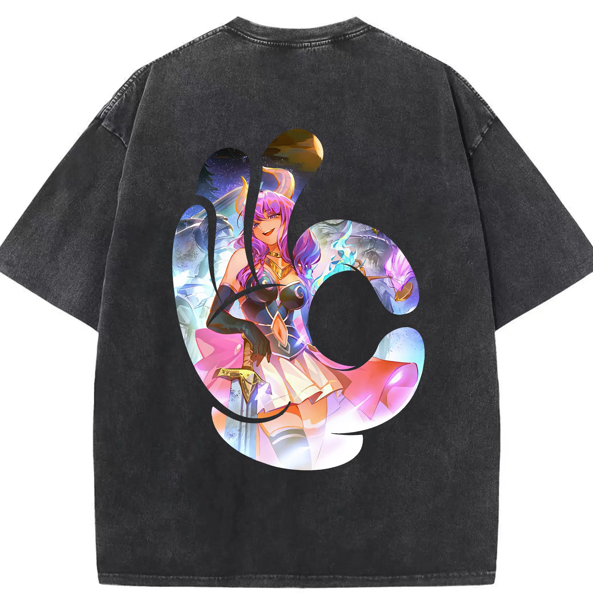 葬送のフリーレン（Frieren） グッズ,アウラ（Aura） - 綿100％ ヴィンテージ風 半袖Tシャツ ・ 背面プリント ・ 柔らか肌触り ・ 通気性 快適 ・ スポーツ カジュアル 外出用